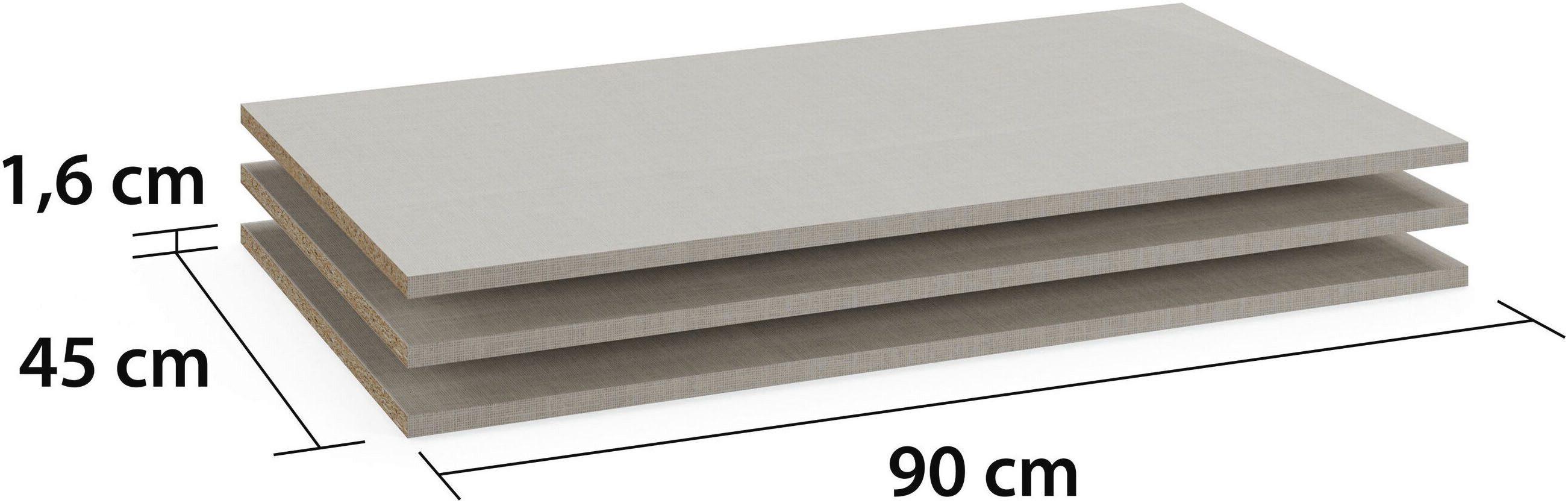 rauch Einlegeboden Zubehör für Rauch-Schränke Garderobe Kleiderschrank Schrank (inklusive Befestigungselemente), 3er-Set Breite 45 cm, Tiefe 45 cm MADE IN GERMANY