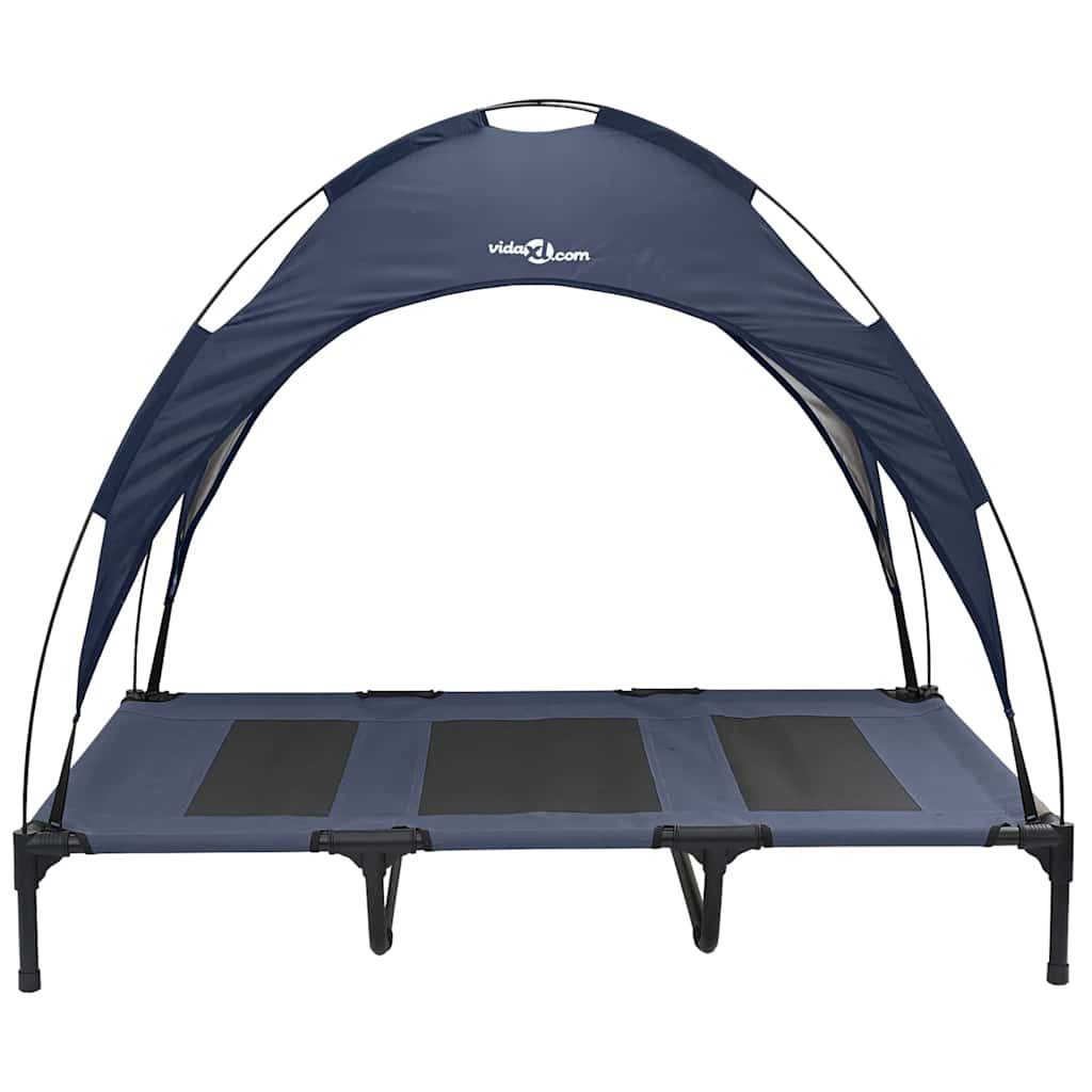 vidaXL Hundekorb 122 x 93 x 106,5 cm Erhöhtes Hundebett mit abnehmbarem Dach Marine Bla