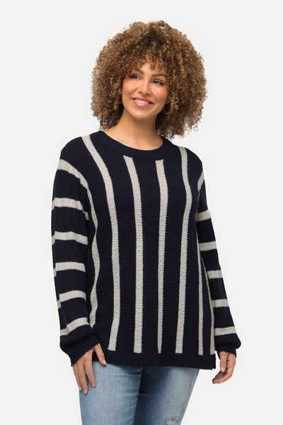 Ulla Popken Strickpullover Pullover breite Streifen Rundhals Langarm