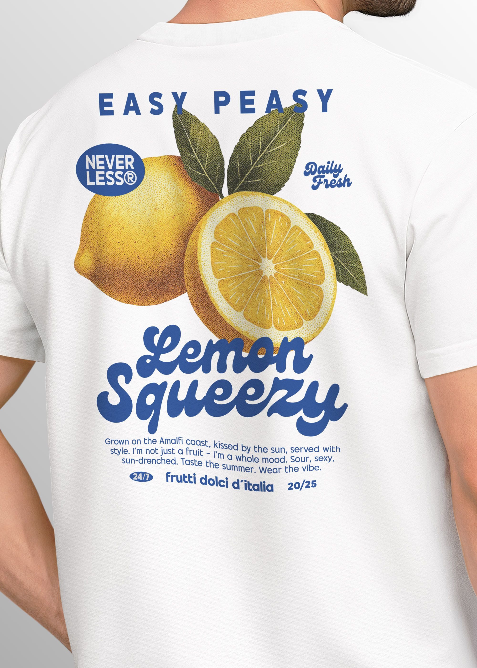 Neverless Print-Shirt Herren T-Shirt Backprint Easy Peasy Lemon Squeezy Zitrusfrüchte mit Print – Bild 5 von 5