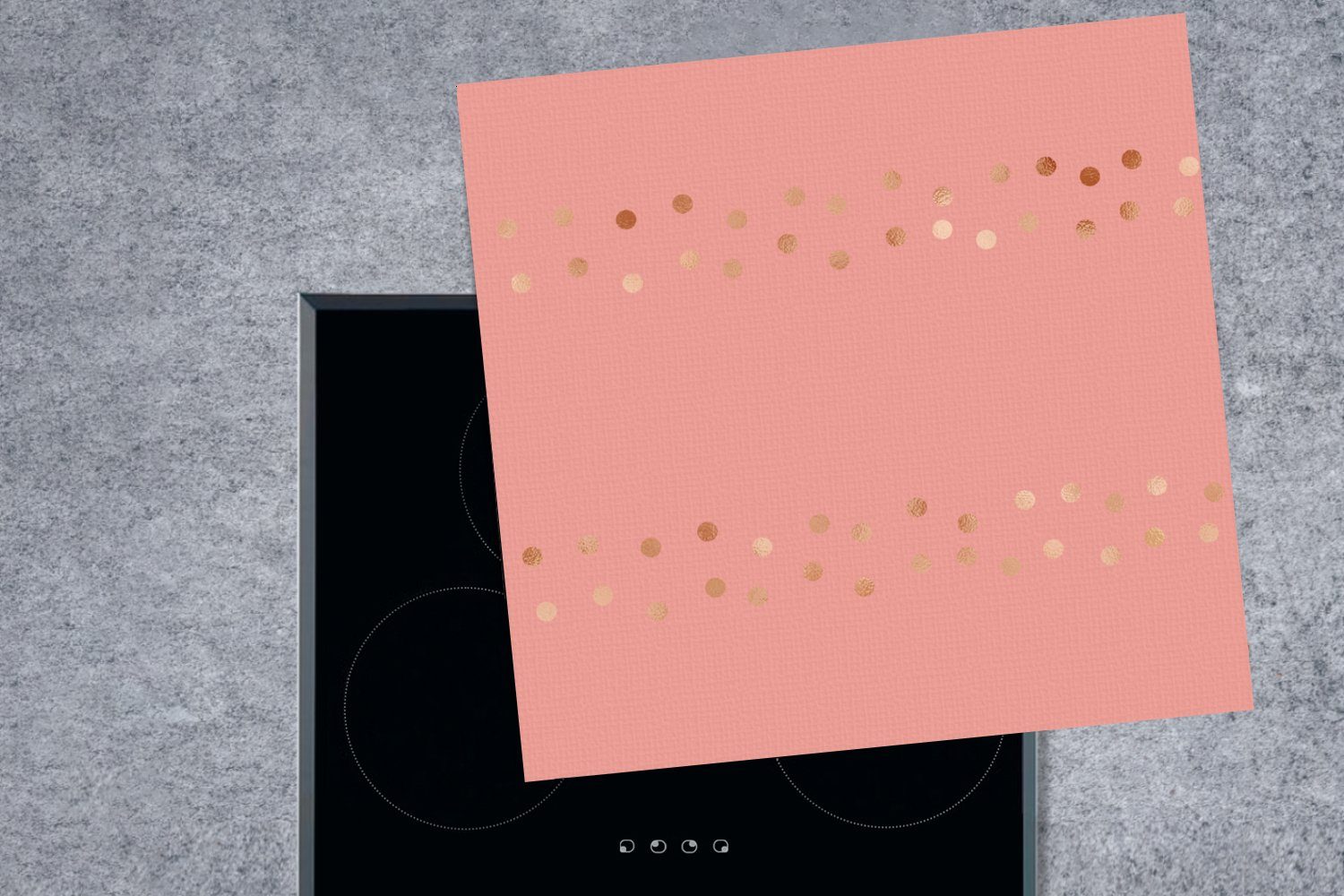 Herdblende-/Abdeckplatte Arbeitsplatte (1 Muster cm, Rosa, Punkte Vinyl, für 78x78 - küche MuchoWow Ceranfeldabdeckung, - tlg),