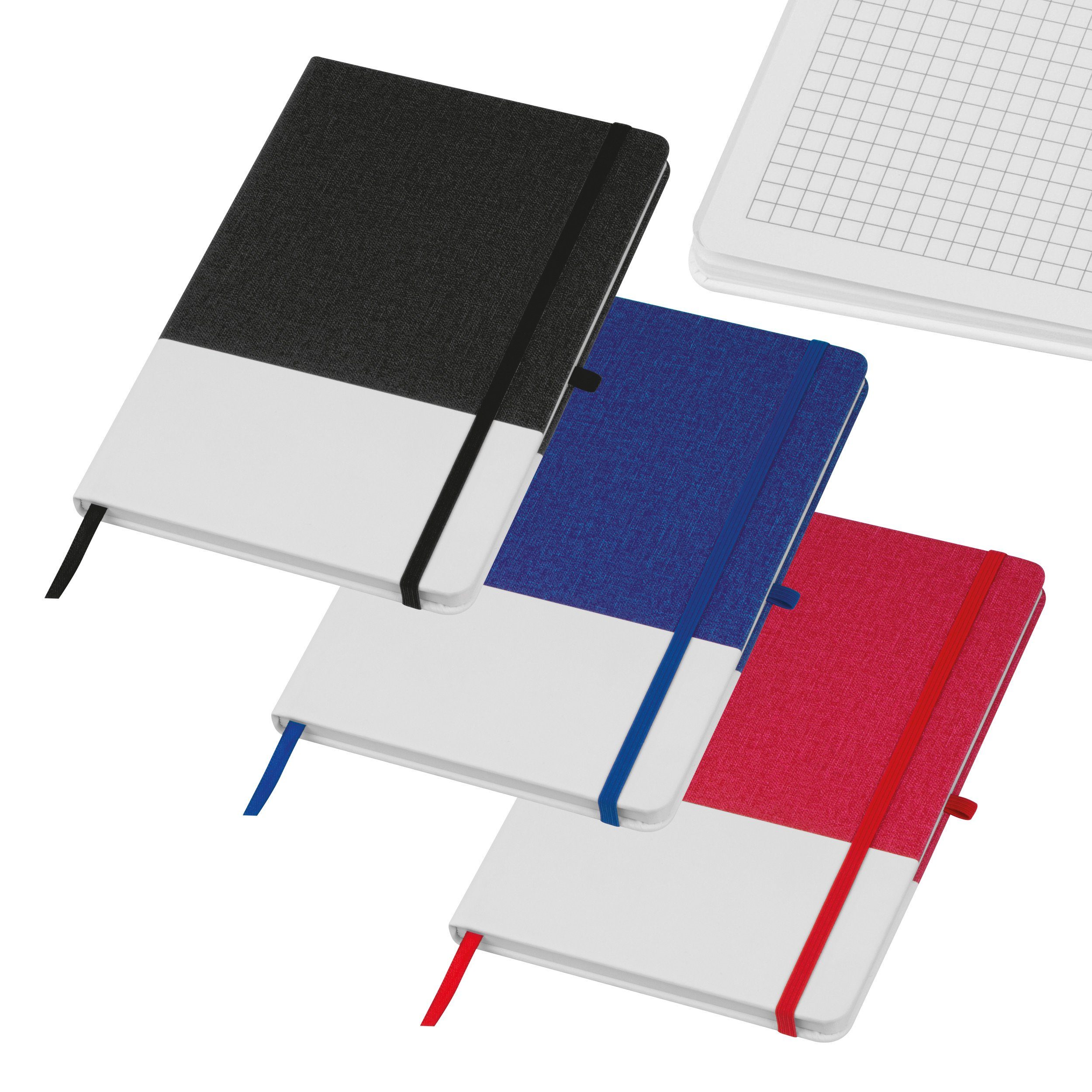 Notizbuch 3x Notizbuch mit PU-Cover / A5 / 160 Seiten / Farbe: je 1x schwarz, bl