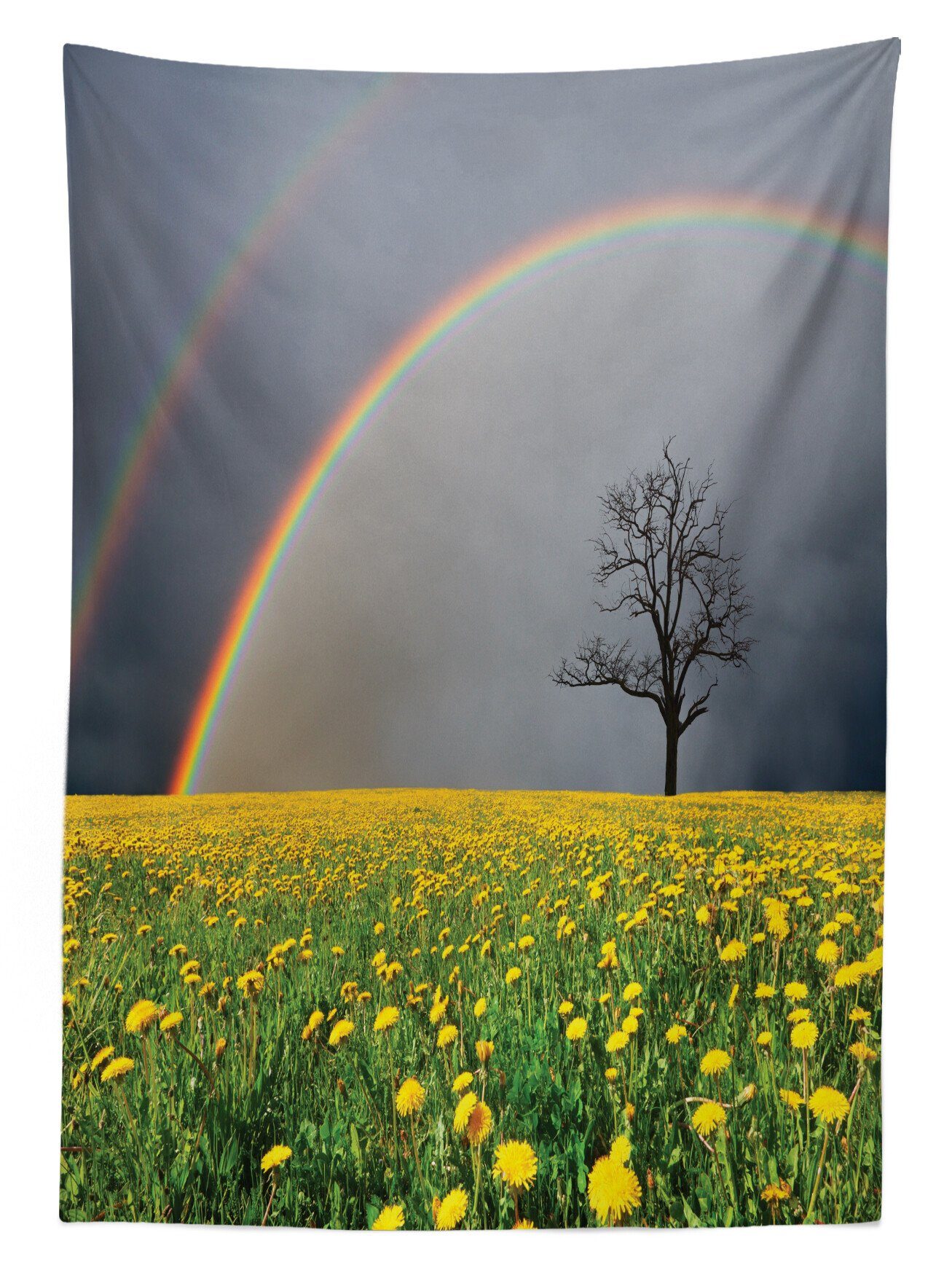den Tischdecke Baum Löwenzahn-Feld Klare Für Waschbar Bereich Abakuhaus Farbfest Außen Farben, und geeignet Regenbogen