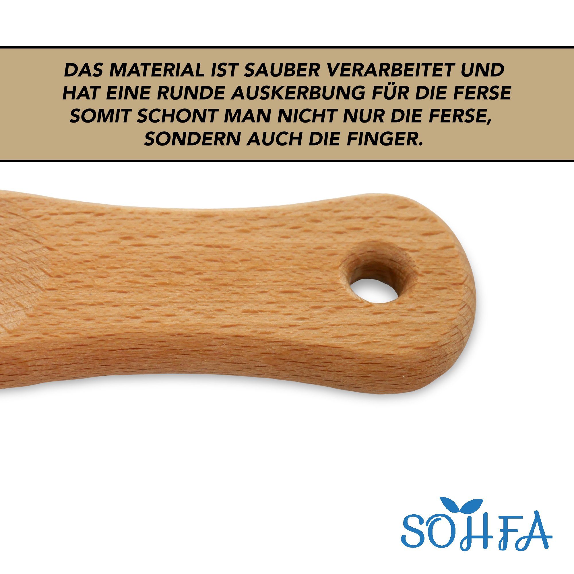 SOHFA Schuhlöffel Schuhlöffel Lang 63cm Buchenholz Extra Stabil (1 Stück, 1-tlg., für Kinder, Jugendliche und Erwachsene), Schuhanzieher Holz für Senioren – Bild 5 von 5