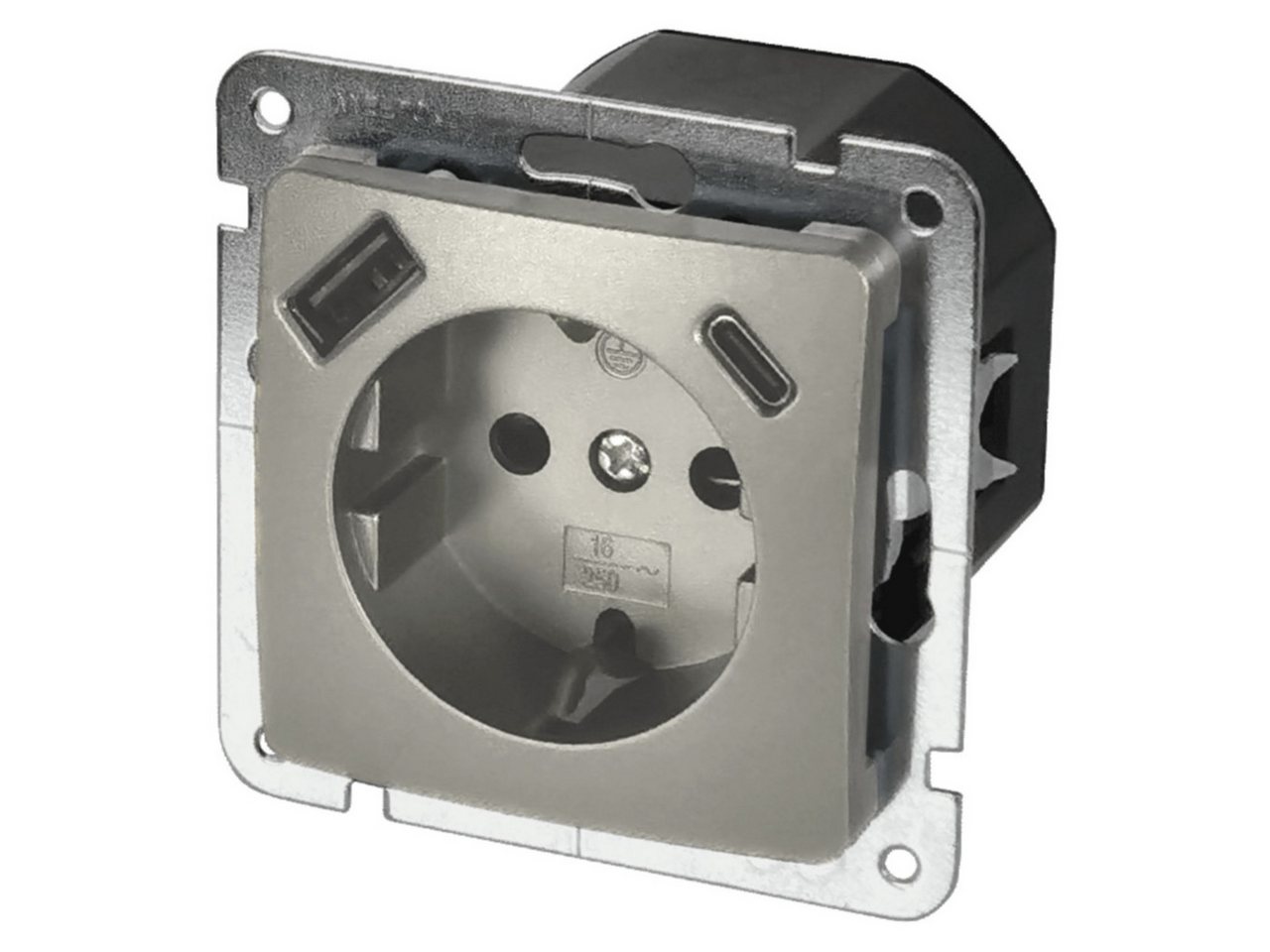 Thumbnail - UNITEC Lichtschalter Unitec Steckdose mit USB A & C Monaco platin