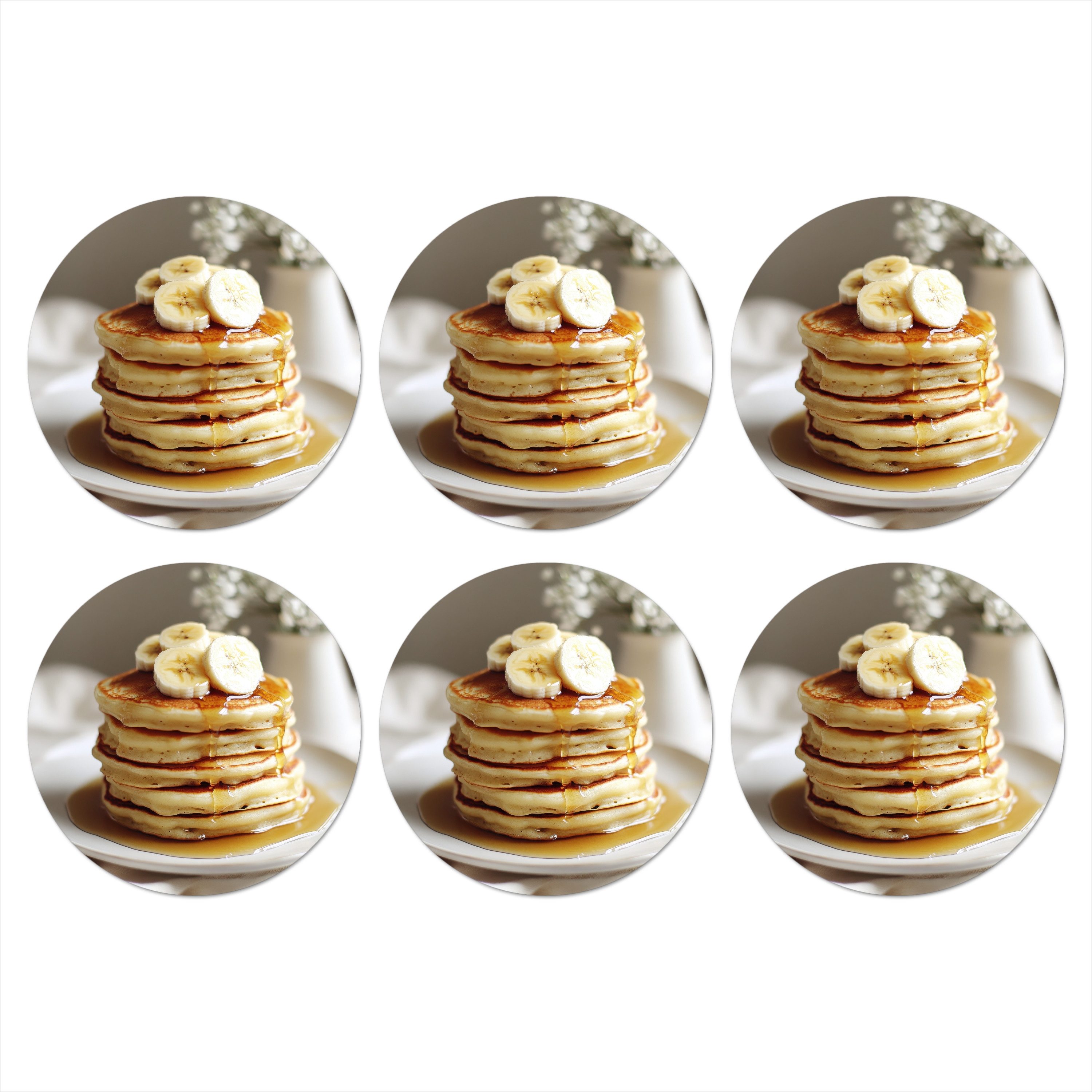 Glasuntersetzer Pfannkuchen - Banane - Sirup - Weiß - Beige