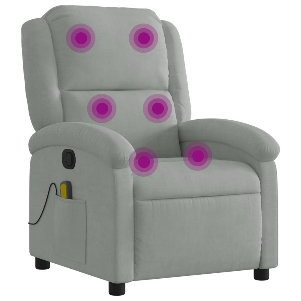 vidaXL Sessel Massagesessel Hellgrau Samt (1-St) günstig online kaufen