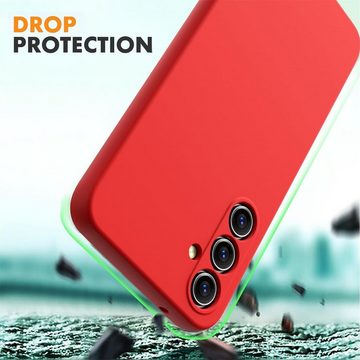 CoolGadget Handyhülle Rot als 2in1 Schutz Cover Set für das Samsung Galaxy A55 5G 6,6 Zoll, 2x Glas Display Schutz Folie + 1x TPU Case Hülle für Galaxy A55 5G