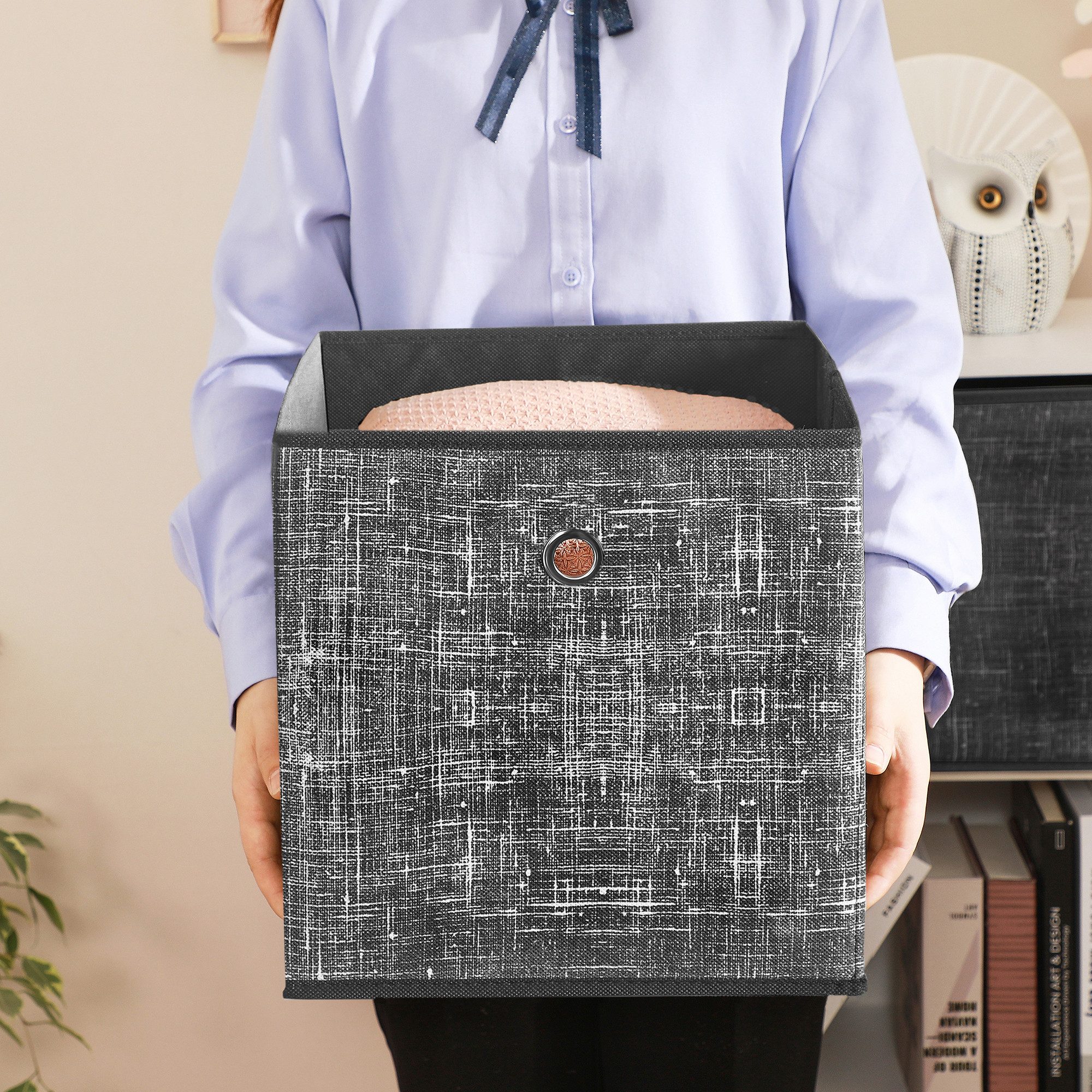 SONGMICS Aufbewahrungsbox 6er Set Ordnungsboxen (Aufbewahrung, für Würfelregal, mit Griff), 30 x 30 x 30 cm, Boxen Aufbewahrung, Organizer Box – Bild 5 von 5
