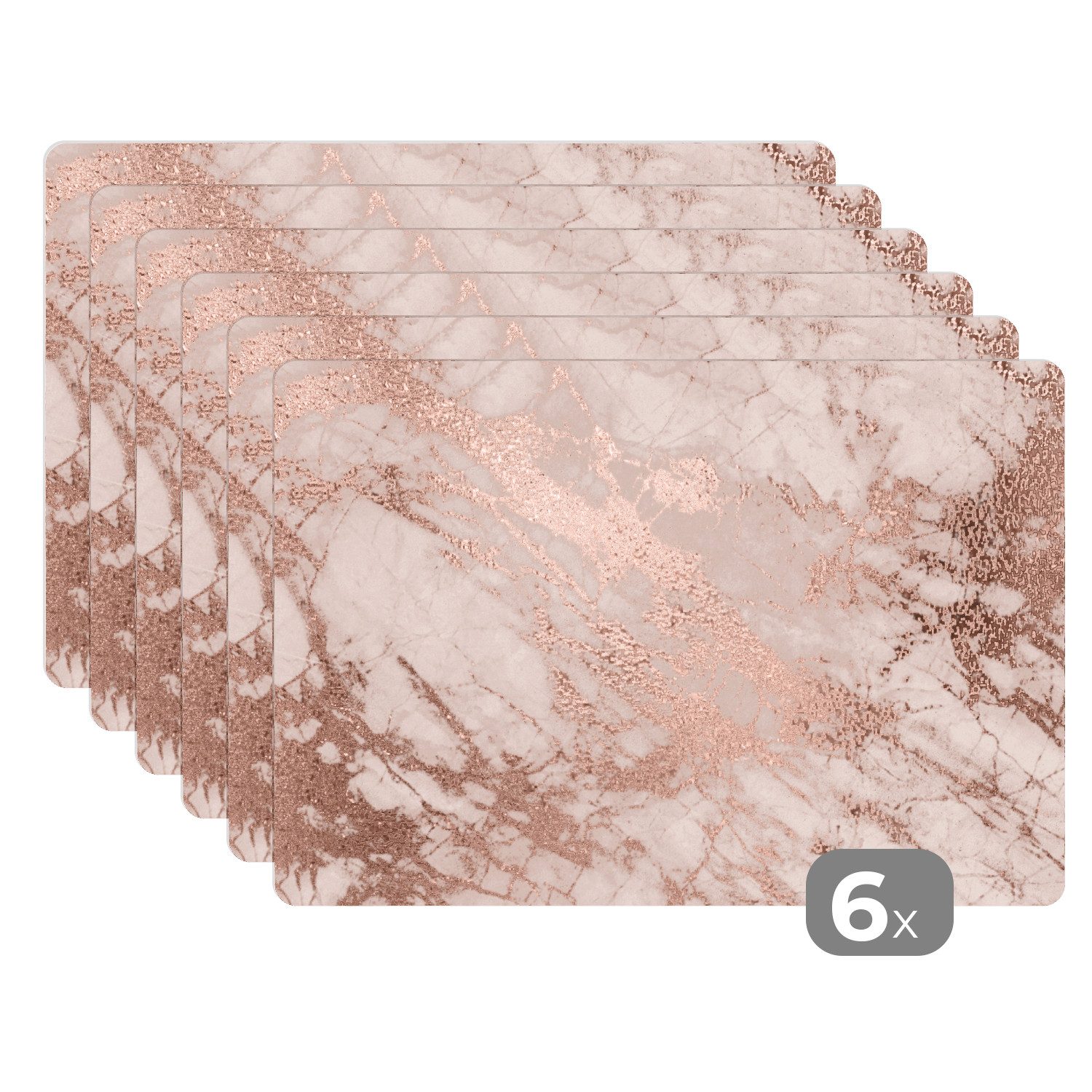 MuchoWow Platzset Marmor - Rosa - Luxus - Marmoroptik/print - Glitzer