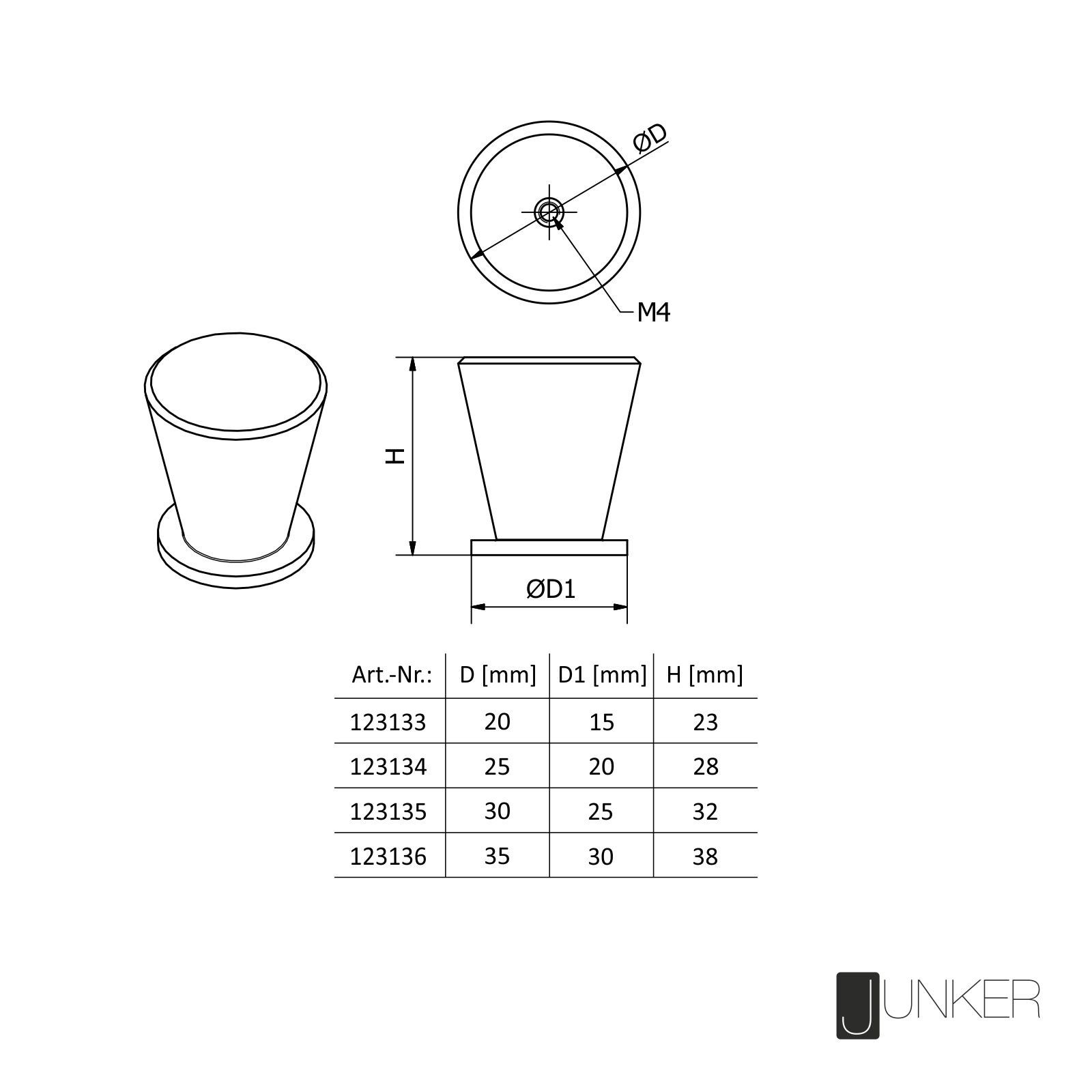 Möbelknopf HALIFAX SO-TECH® gebürstet, incl. Knauf mm 20 - Ø Knopf Schraube Edelstahl 35