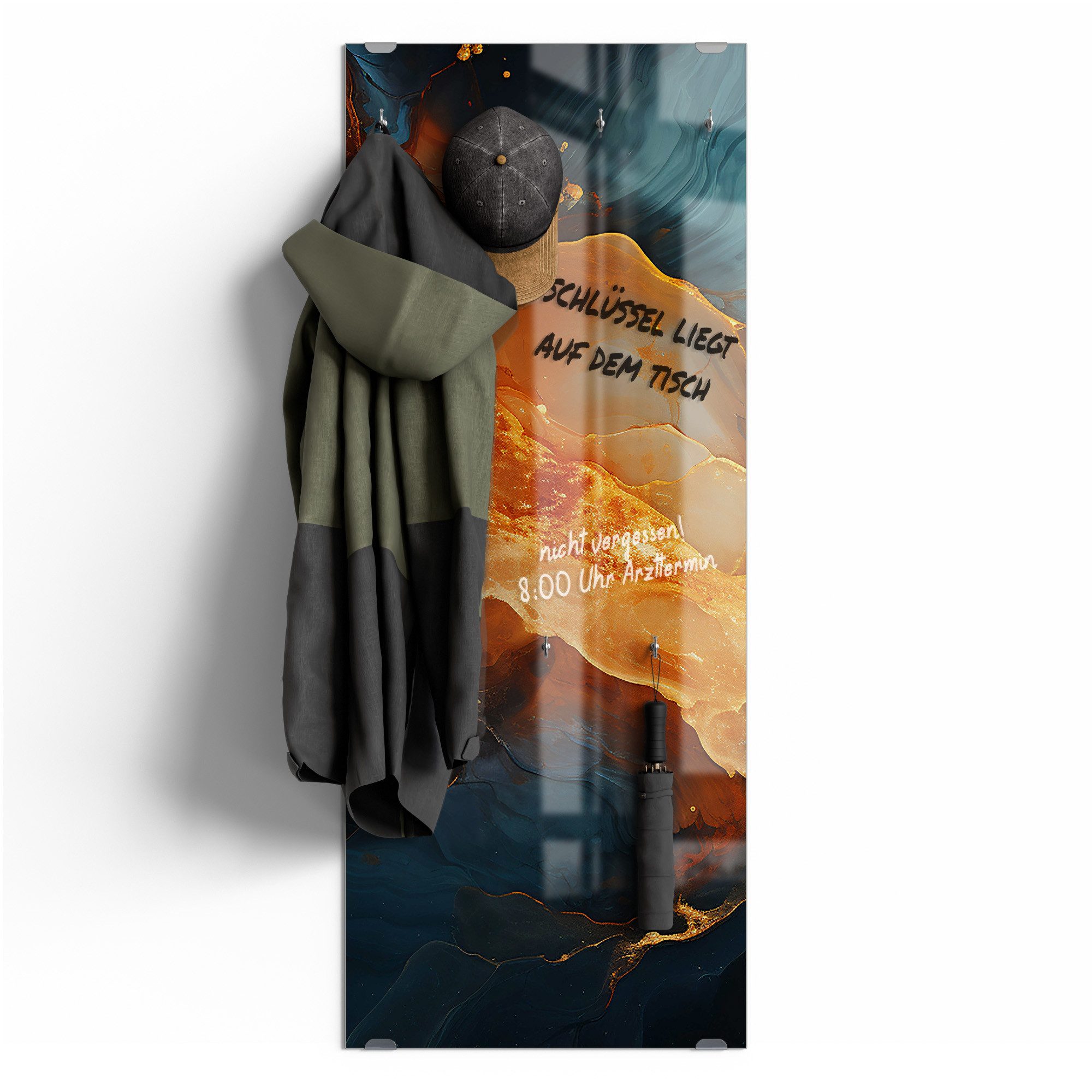 DEQORI Kleiderhaken 'Magmatischer Glanz', Glas Garderobe hängend Flur Jackenhalter modern Wandgarderobe Haken