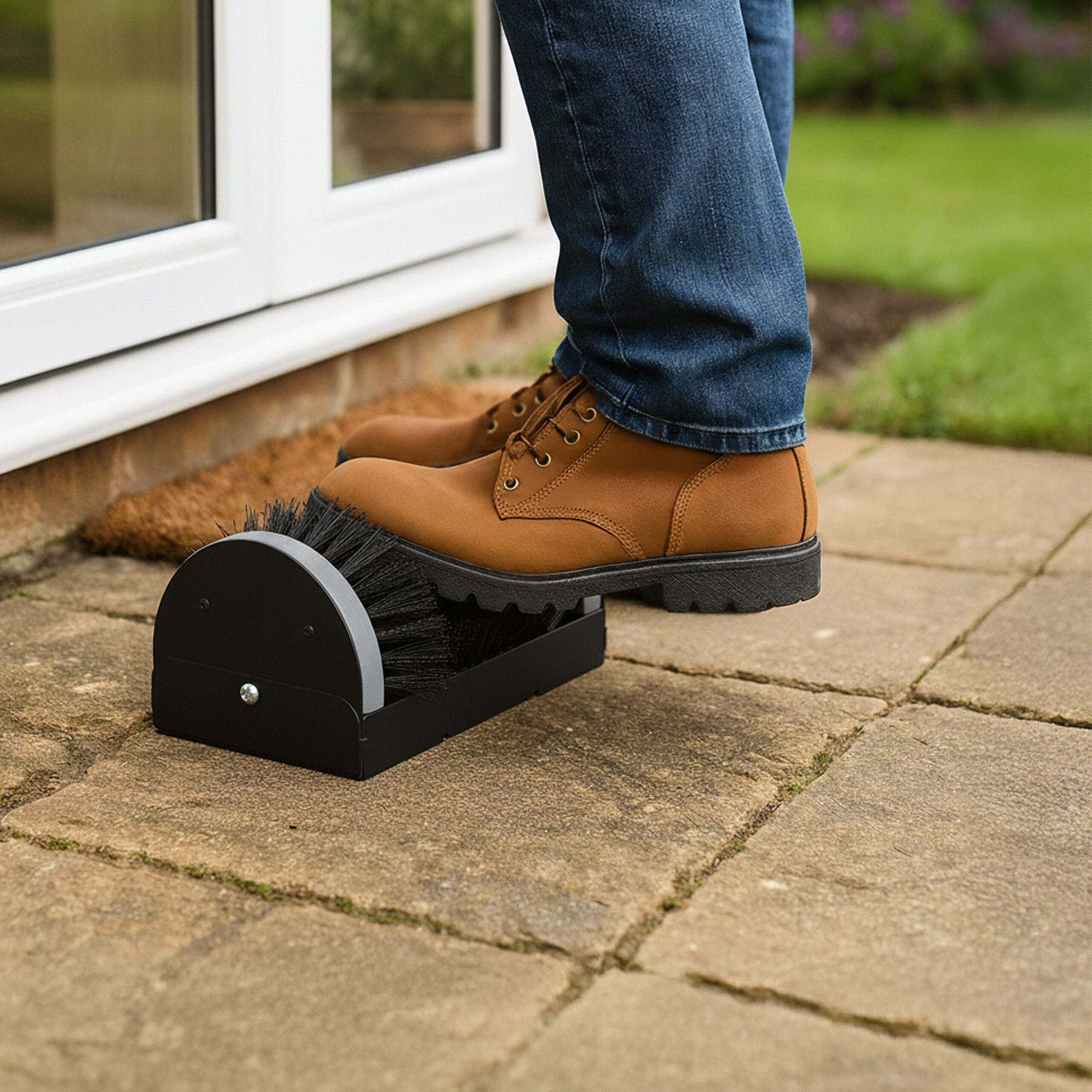 relaxdays Schuhputzbürste Schuhabstreifer mit Rundum-Bürsten