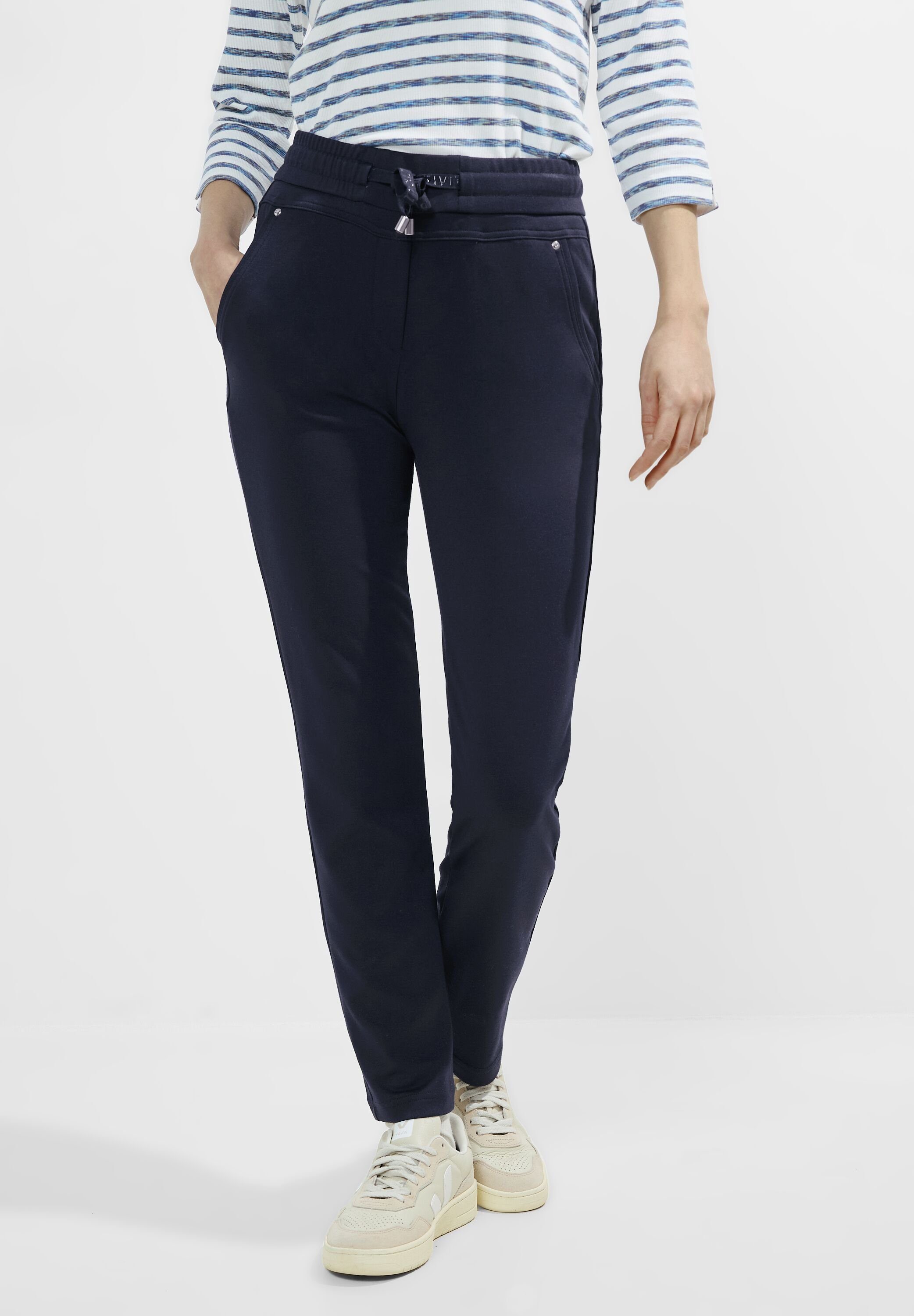 Cecil Jogger Pants Tracey Solid mit Kordel und Eingrifftaschen