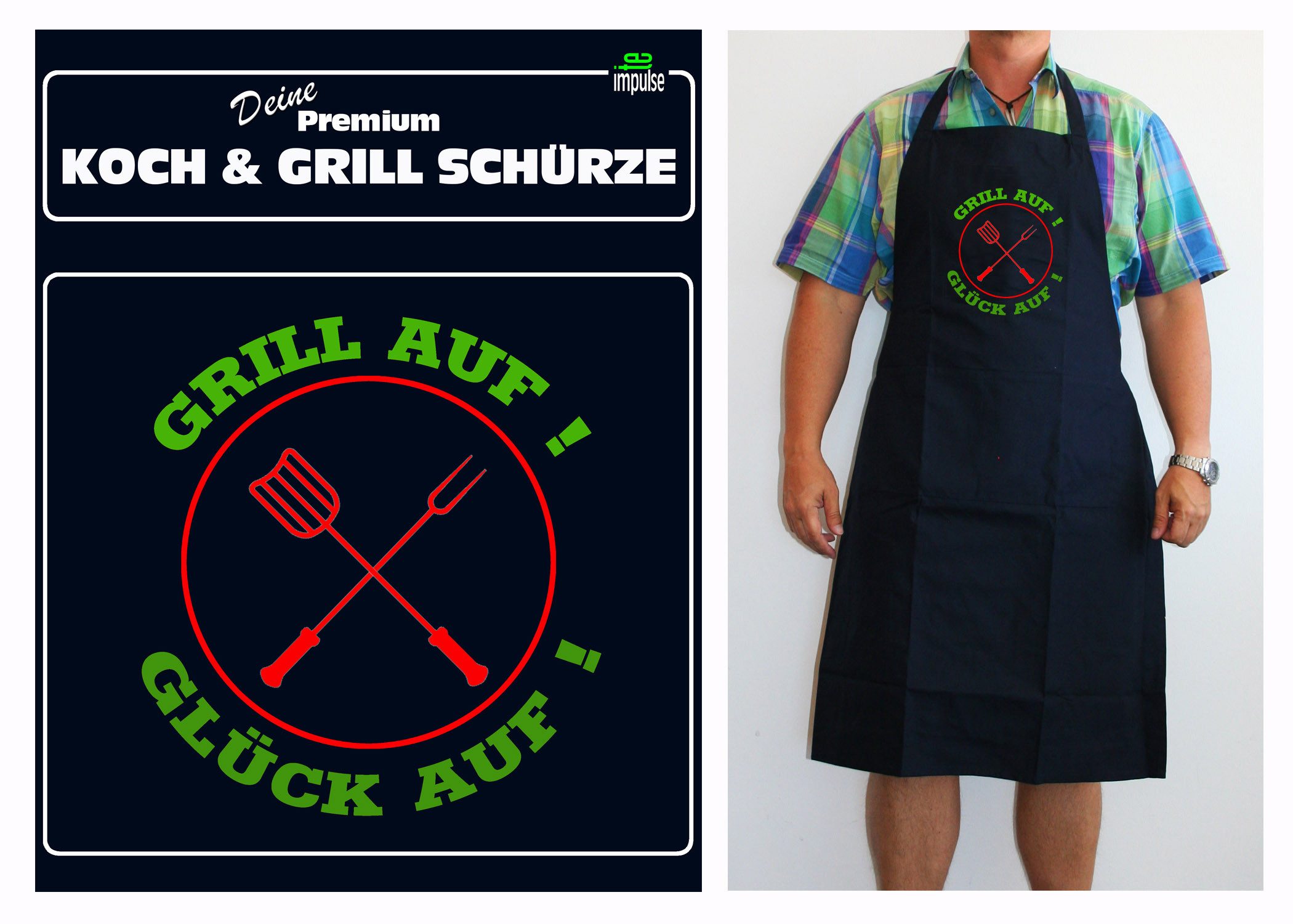 teprovo Grillschürze Kochschürze Schürze 116cm Dunkelblau günstig online kaufen