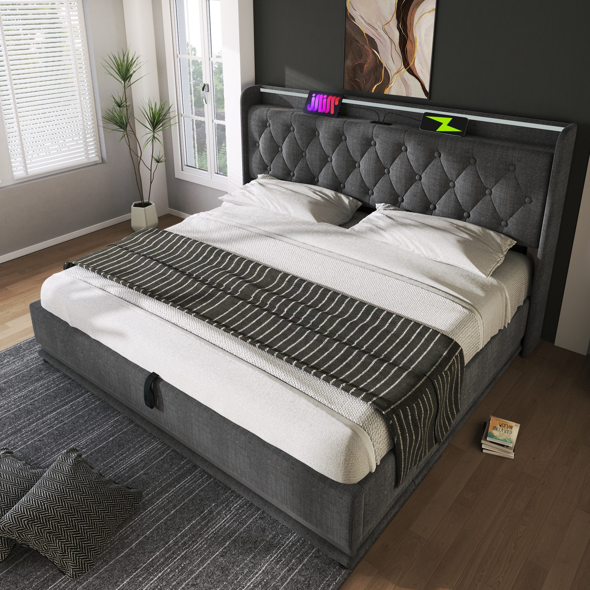 HAUSS SPOLE Polsterbett 180x200cm mit LED-Beleuchtung, günstig online kaufen