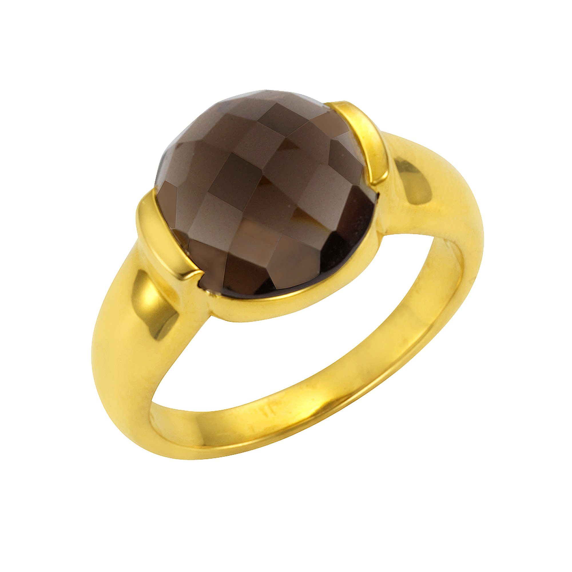 Jamelli Fingerring 925 Silber vergoldet Rauchquarz günstig online kaufen