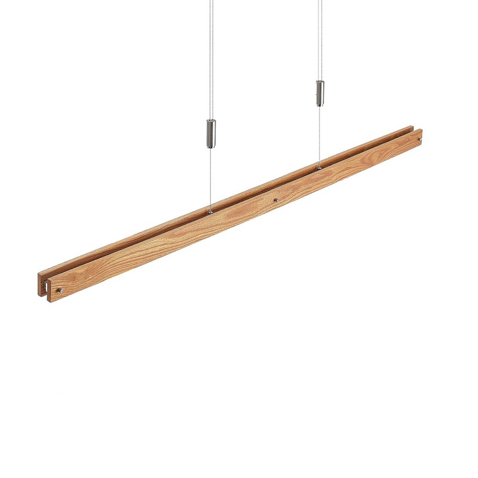 Lindby Hängeleuchte Alimara, dimmbar, LED-Leuchtmittel fest verbaut, warmweiß, Modern, Metall, Eichenholz, nickel matt, holz hell, 1 flammig, inkl.