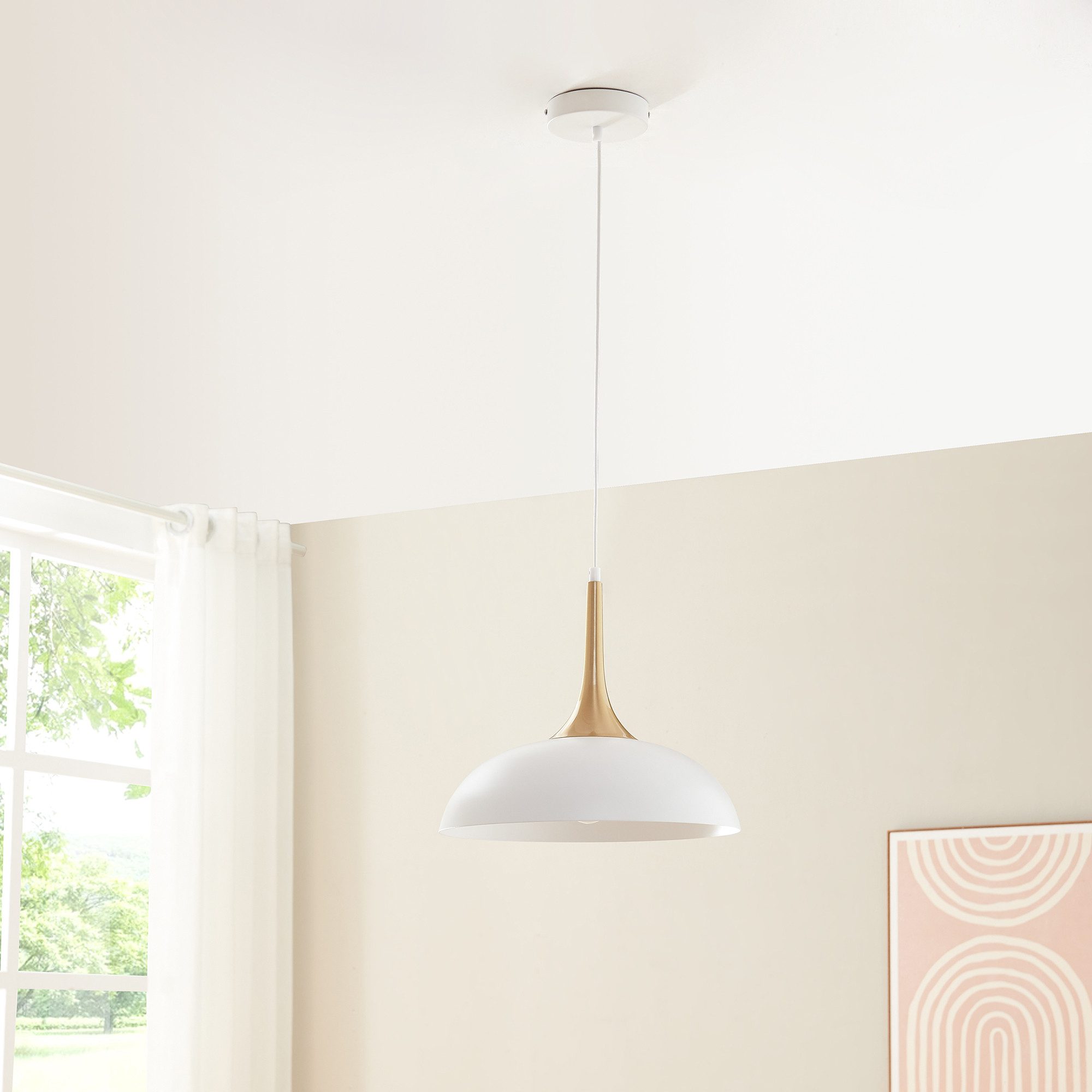 lux.pro Pendelleuchte, »Blairgowrie« Ø35,5 cm Metall Weiß/Messingfarben