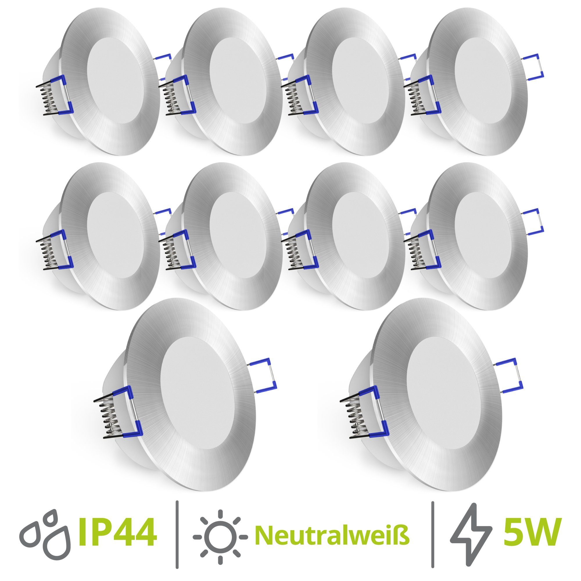 linovum LED Einbaustrahler WEEVO 10er Set Einbaustrahler LED Bad extra flac günstig online kaufen