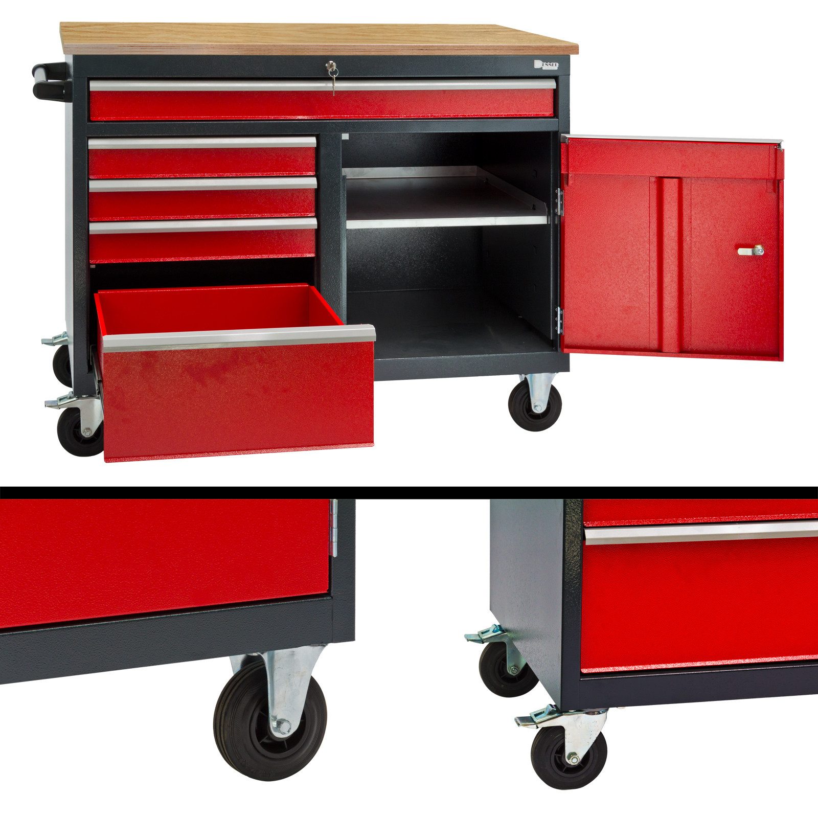 DEMA Werkzeugwagen Werktisch, 5 Schubladen