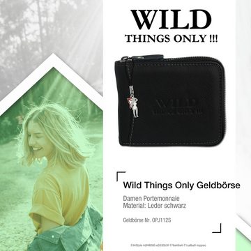 Wild Things Only !!! Geldbörse Wild Things Only RFID Schutz Brieftasche (Portemonnaie, Portemonnaie), Damen, Herren Portemonnaie Echtleder Größe ca. 12cm, schwarz
