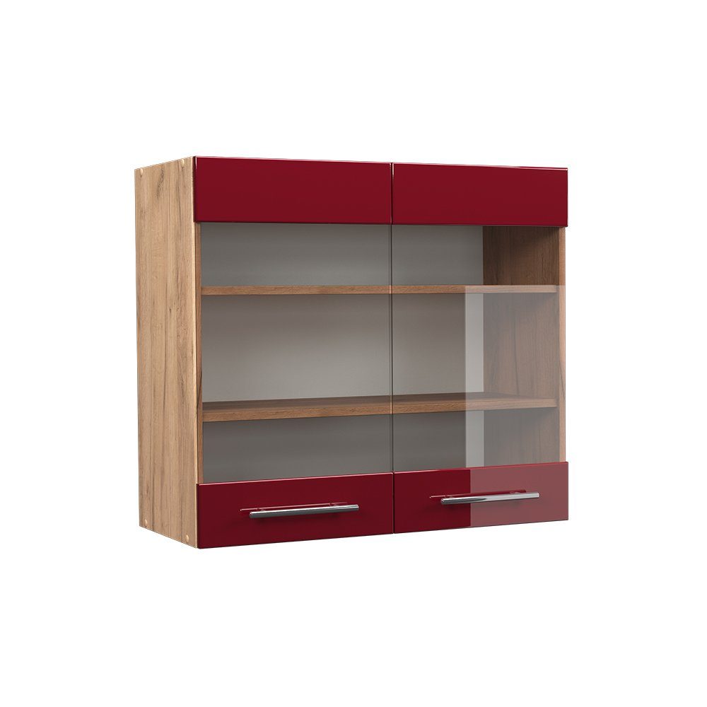 Vicco Glashängeschrank Fame-Line, Bordeaux Hochglanz/Goldkraft Eiche, günstig online kaufen