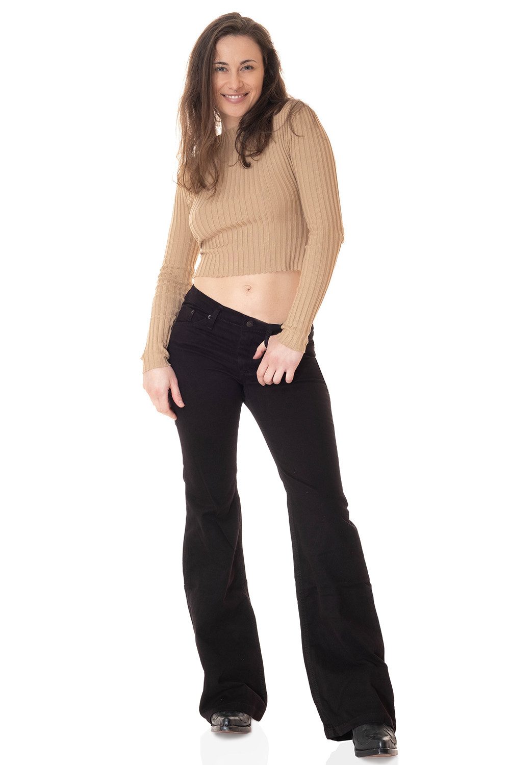 Bootcut-Jeans Damen STAR CUT BLACK ONE