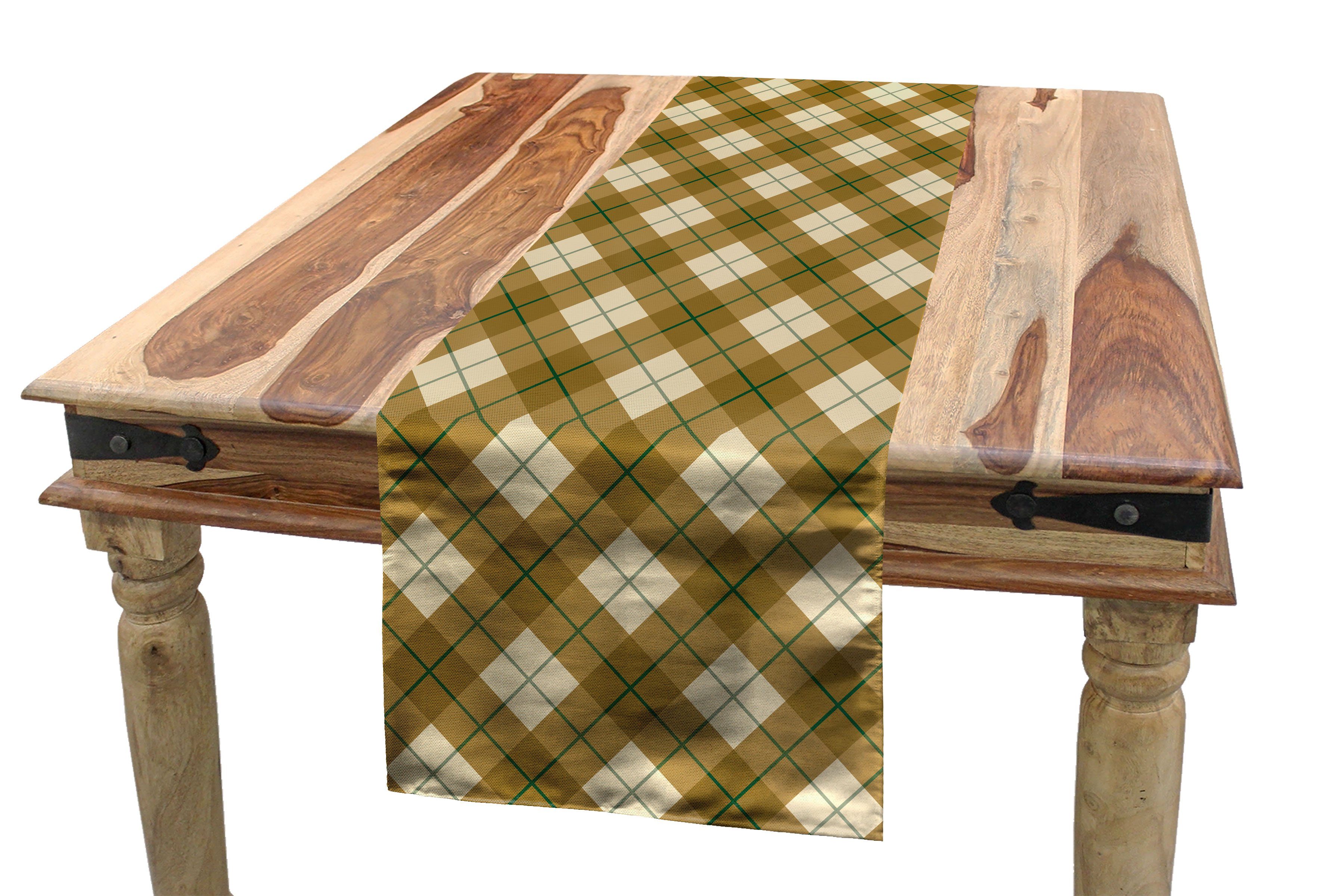Brown Rechteckiger Tischläufer Retro Esszimmer Tischläufer, Dekorativer Abakuhaus Plaid Diagonal Küche