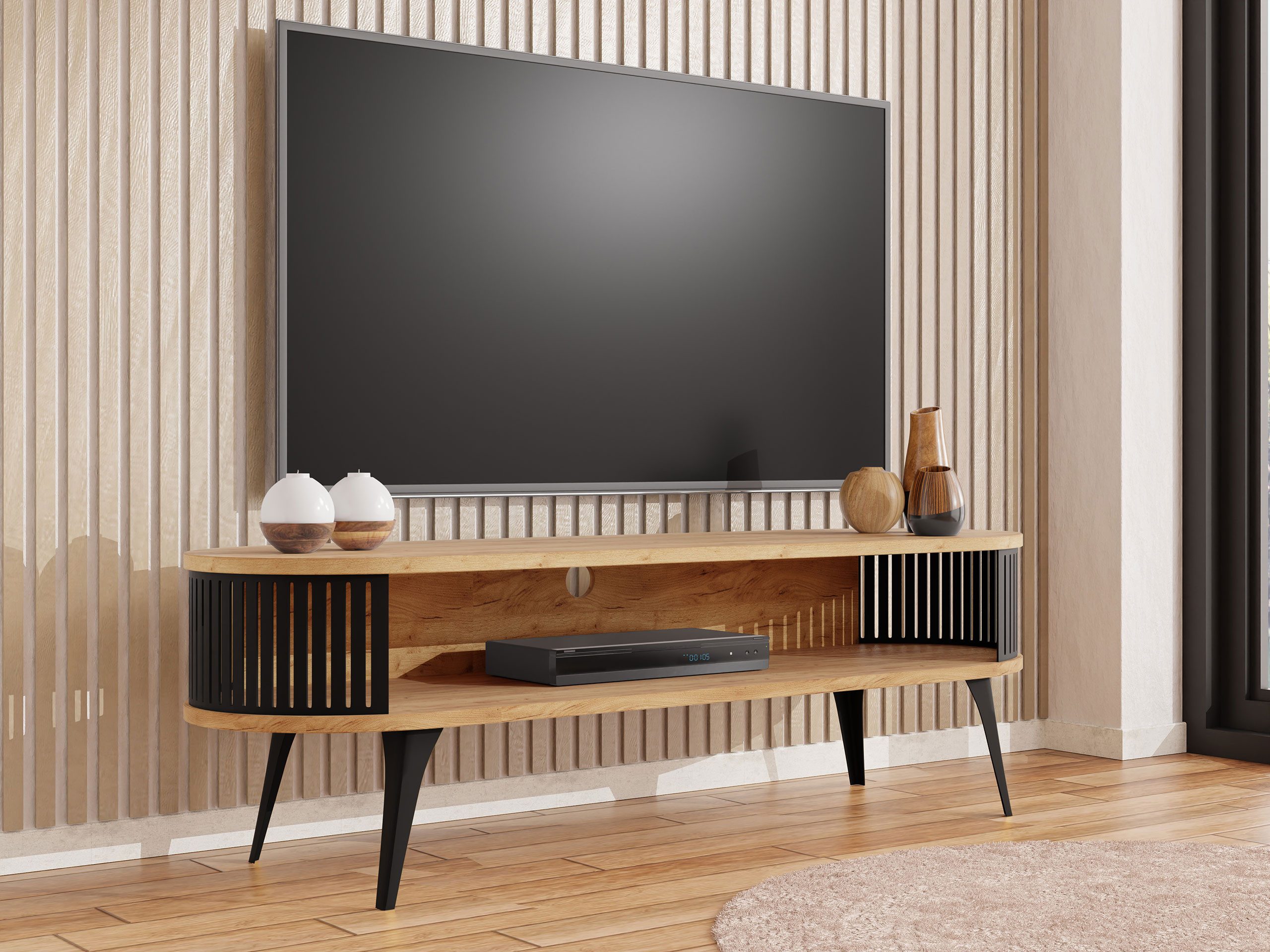 MIRJAN24 TV-Schrank Roenni Oval (mit Regal) günstig online kaufen