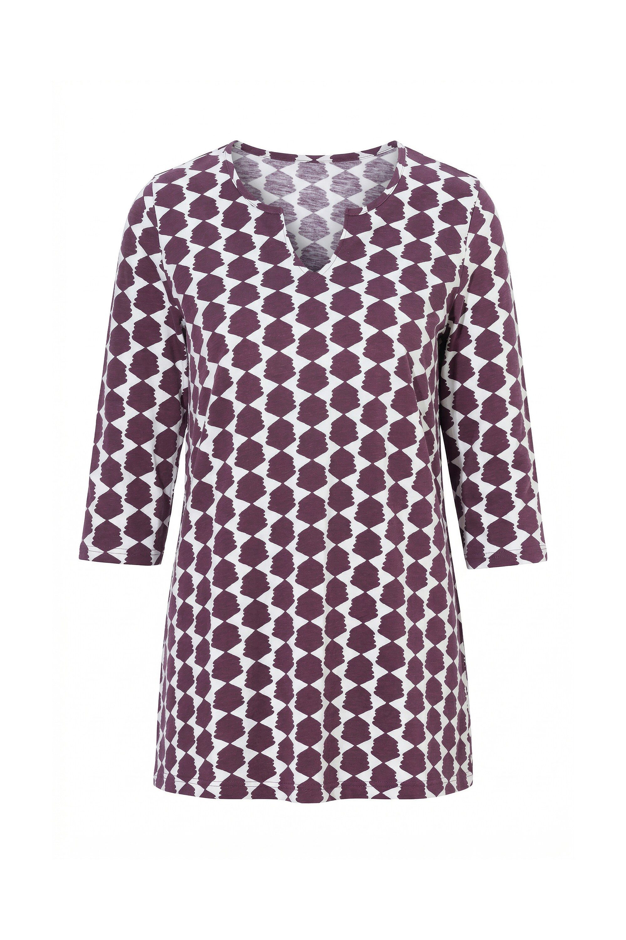Ulla Popken Longshirt Longshirt grafischer Druck Tunika-Ausschnitt