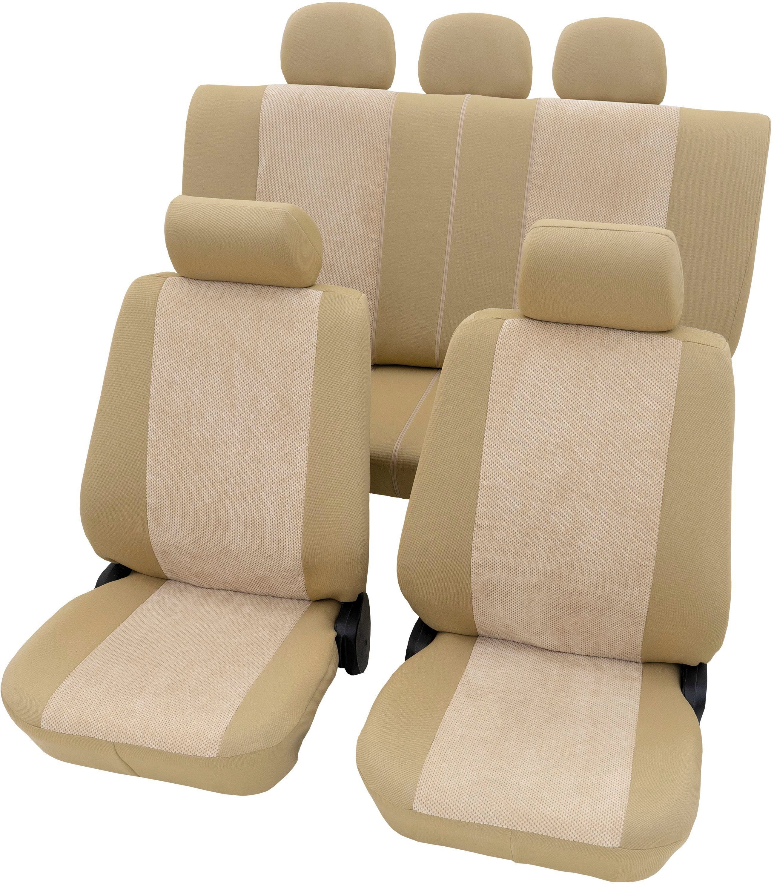 11-tlg für mit/ohne Set universelle Petex 1 Seitenairbag, Vario Geeignet beige Autositzbezug "Madagaskar" Passform, SAB Fahrzeuge