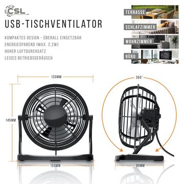 CSL Mini USB-Ventilator, Tischventilator, stromsparend, ruhiger Lauf, 360° neigbar