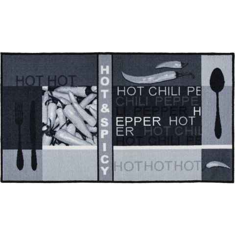 Küchenläufer Hot Pepper, Andiamo, rechteckig, Höhe: 5 mm, Motiv Peperoni/Chili, mit Schriftzug, Küche, waschbar