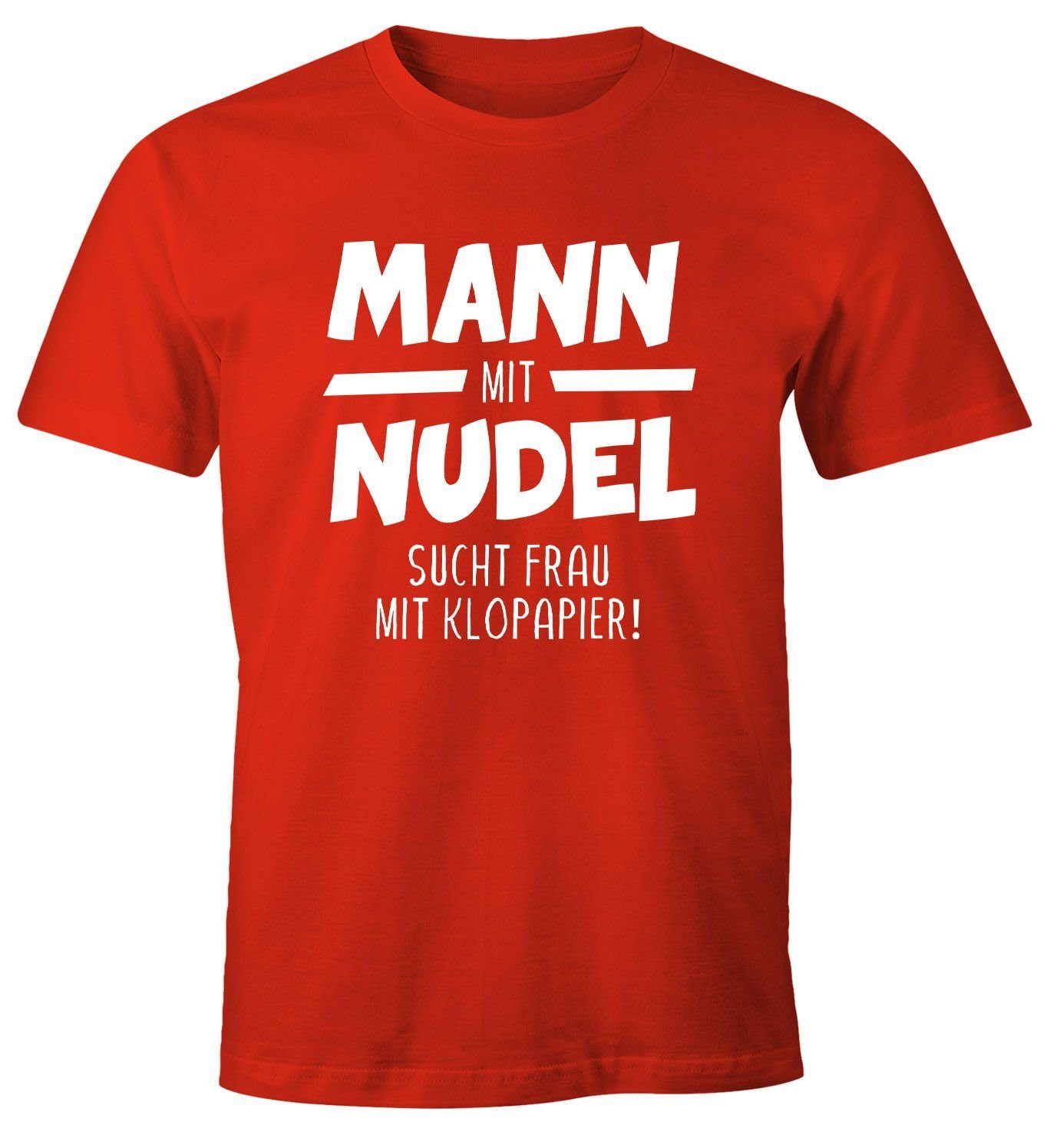 lustig mit mit rot mit Herren T-Shirt Mann sucht Spruch Klopapiier Frau Print-Shirt hamstern bunkern Moonworks® 2020 Fun-Shirt Print MoonWorks Nudel