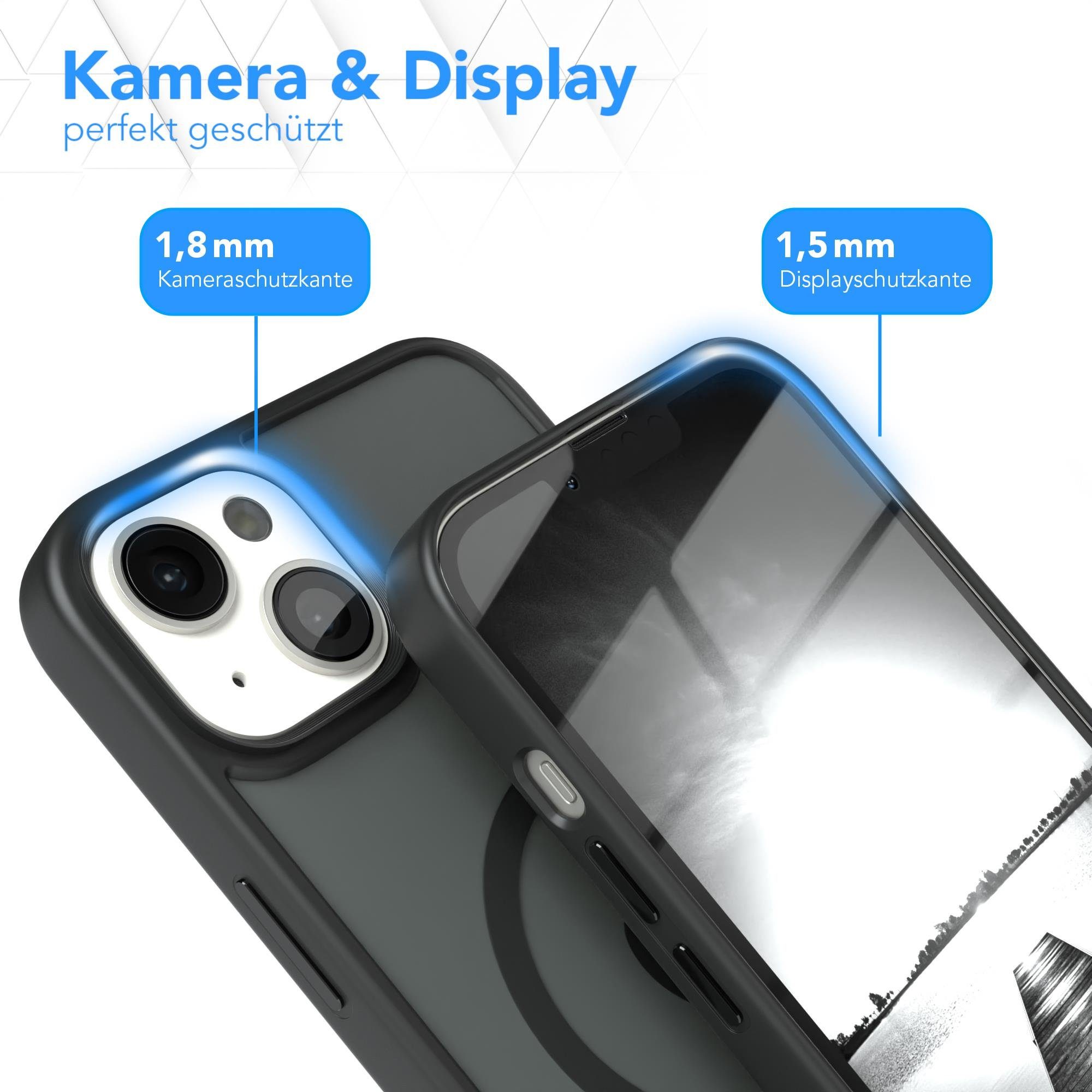 EAZY CASE Handyhülle Outdoor Case MagSafe für Apple iPhone 14 Plus, Outdoor Handy Hülle Slim Cover Silicon Case Bumper Outdoorcase Schwarz
