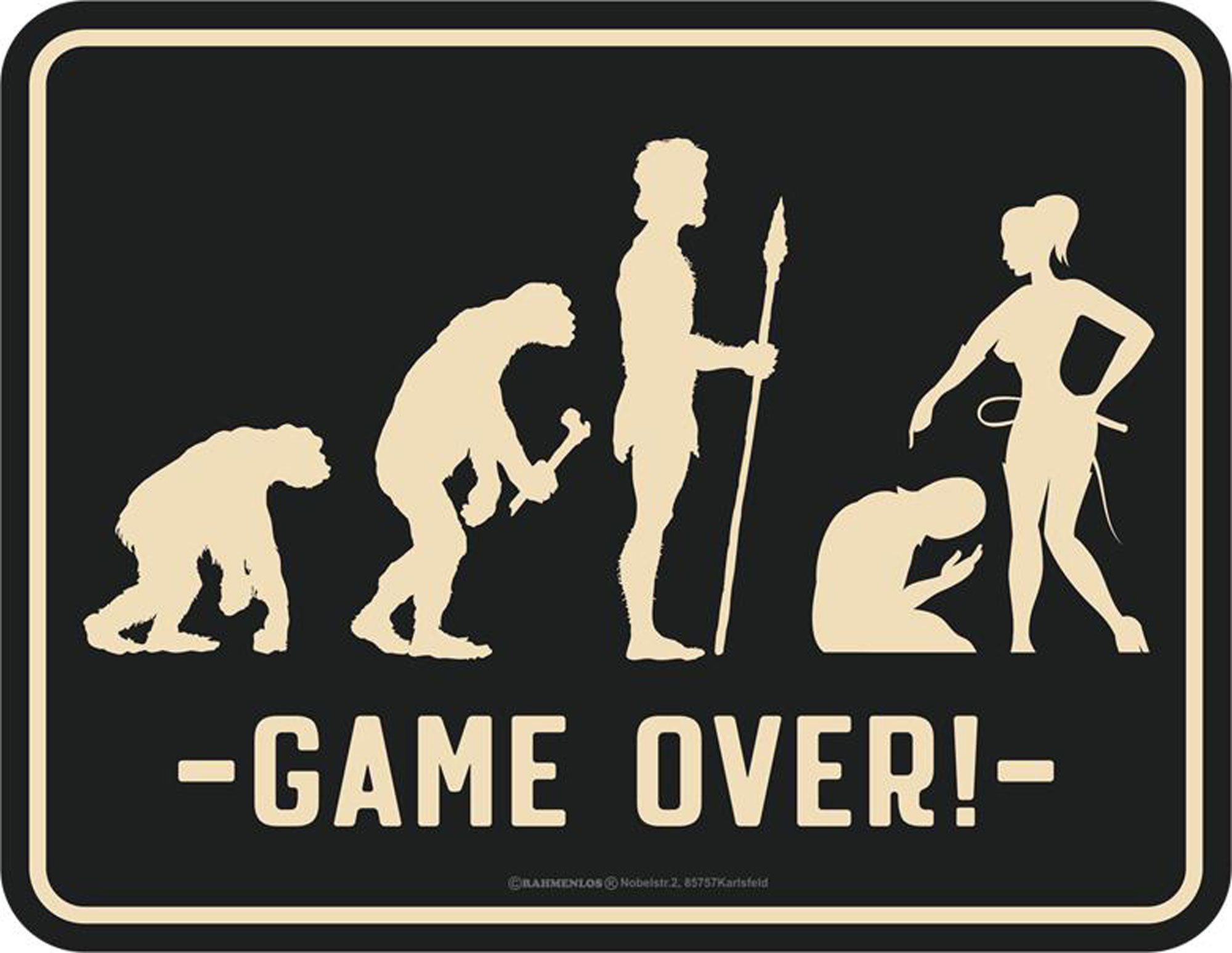 Metallschild Evolution - Fun-Schilder - Game Over