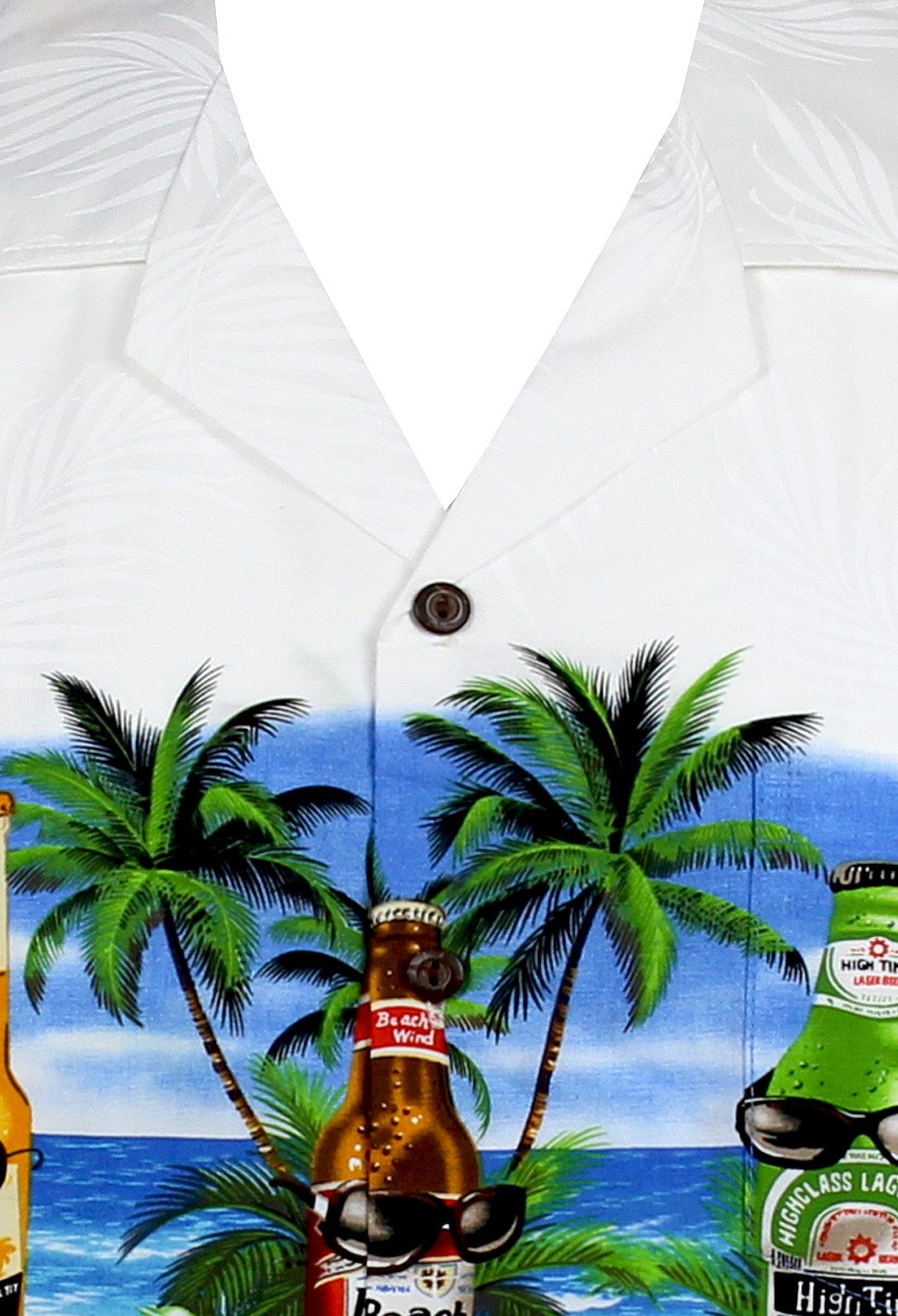 Pacific Legend Hawaiihemd Corona Brustdruck Original Hawaiihemd mit 100% Kokosnuss-Knöpfen