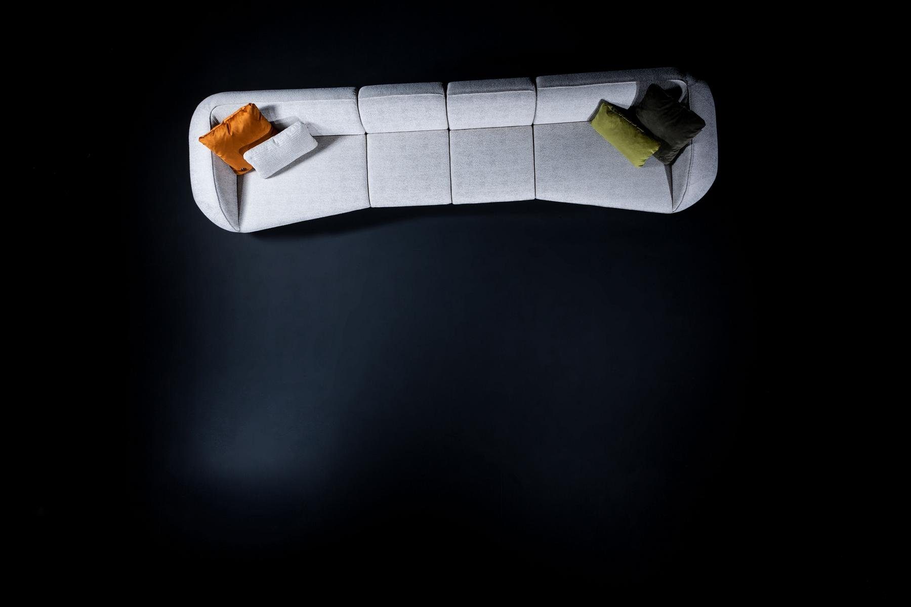 JVmoebel Big-Sofa Grauer Sechssitzer Wohnzimmer Polstersofa Luxus Designer Möbel, 4 Teile, Made in Europe