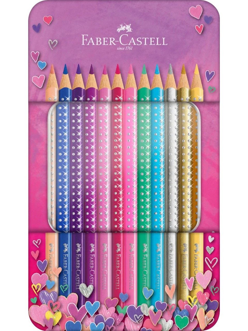Faber-Castell Buntstift Sparkle Buntstifte 12er Set im Metalletui, Sparkle Effekt und Wasserlack