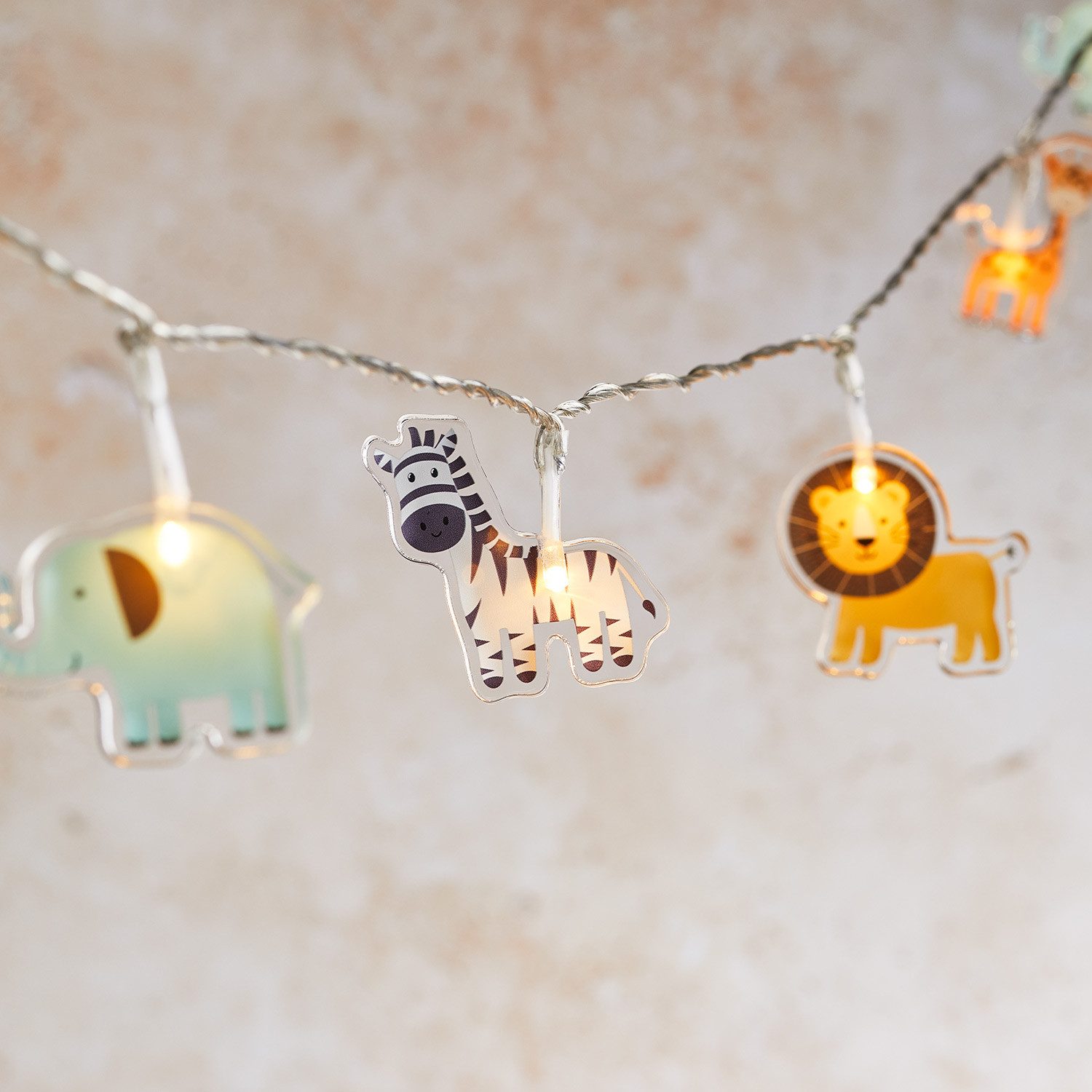 Lights4fun LED-Lichterkette 12er Safari Lichterkette Kinderzimmer
