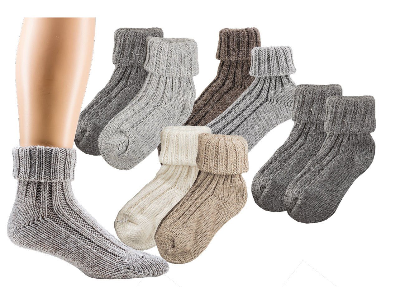 Wowerat Umschlagsocken Softe Umschlag Socken mit Schaf und Alpaka Wolle für Damen Herren (2 Paar) doppelter Umschlag dunkelgrau-hellgrau