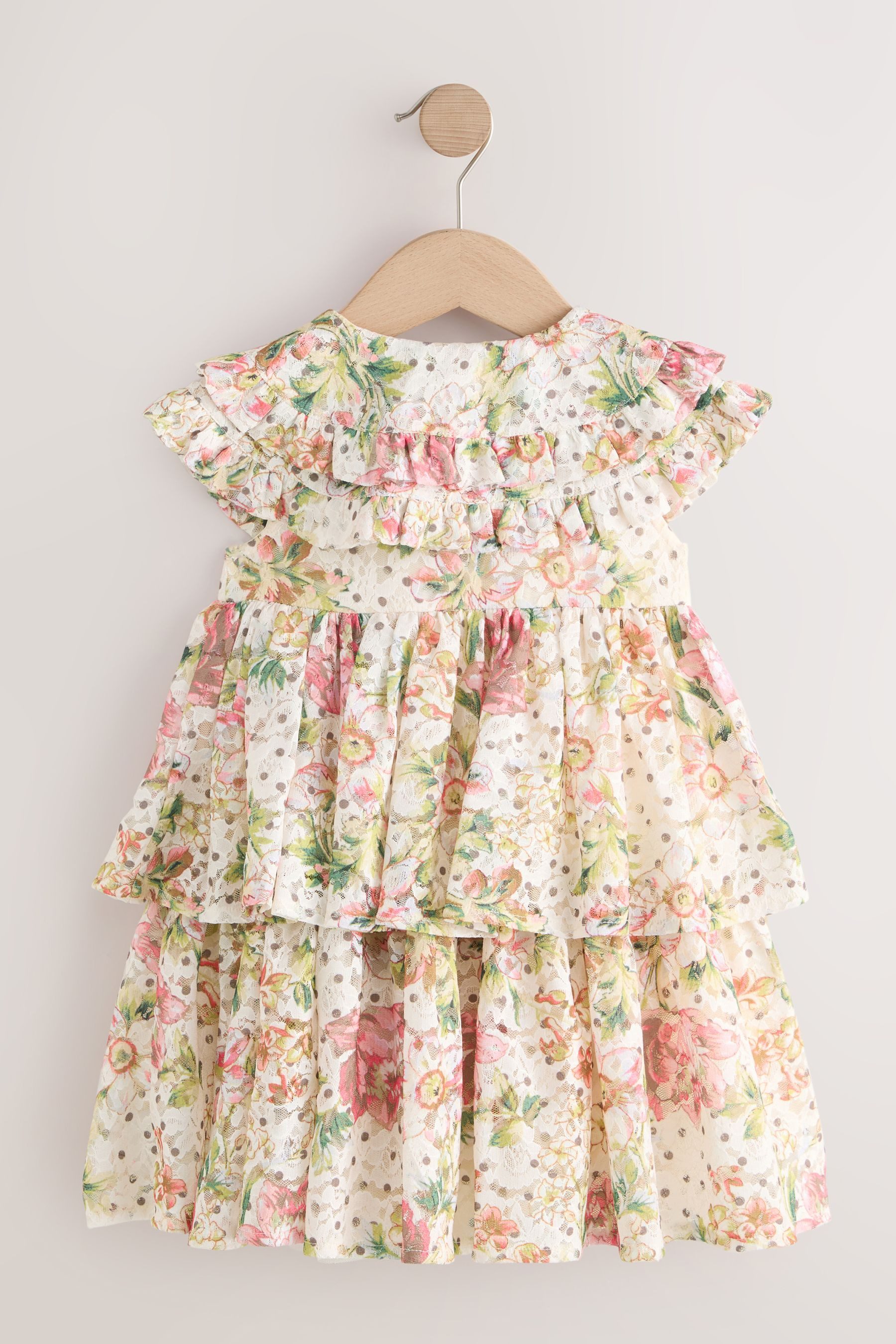 Next Volantkleid Ärmelloses gestuftes Kleid mit Spitzenkragen (1-tlg)