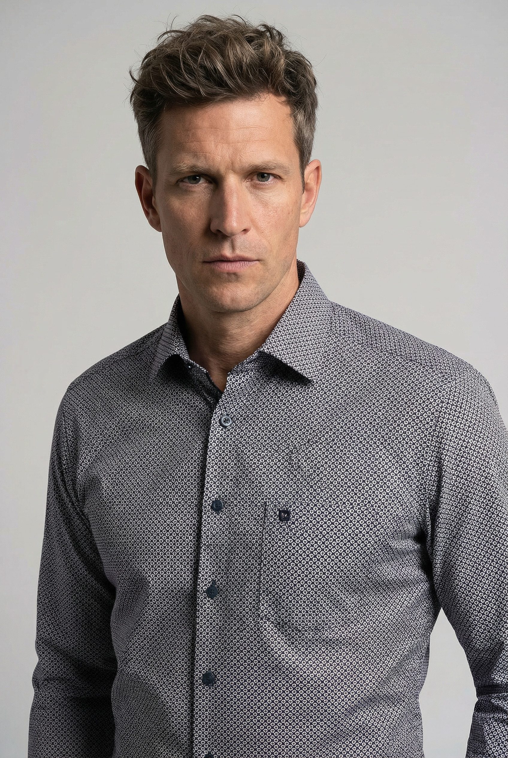 OLYMP Langarmhemd Luxor fein gemustert, Businesshemd, modern fit, New Kentkragen