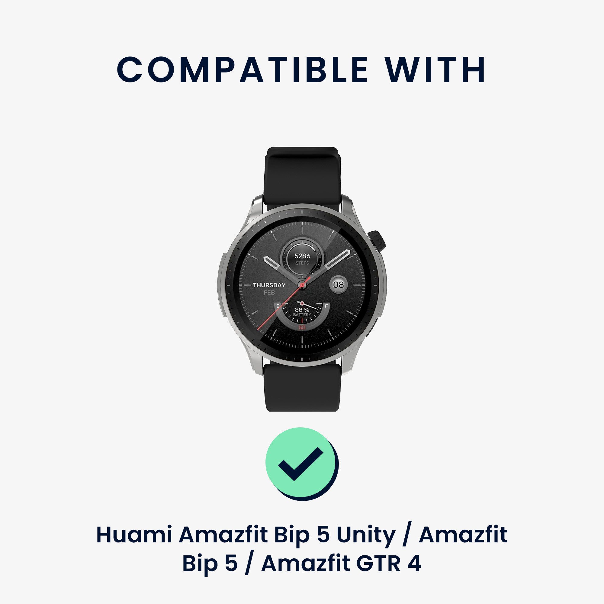 kwmobile 2x Ersatzarmband für Huami 22mm Amazfit Bip 6 / Bip 5 Unity / Bip 5 / Smartwatch, 2-tlg., Nylonarmband Set mit Magnetverschluss - Schwarz Mehrfarbig