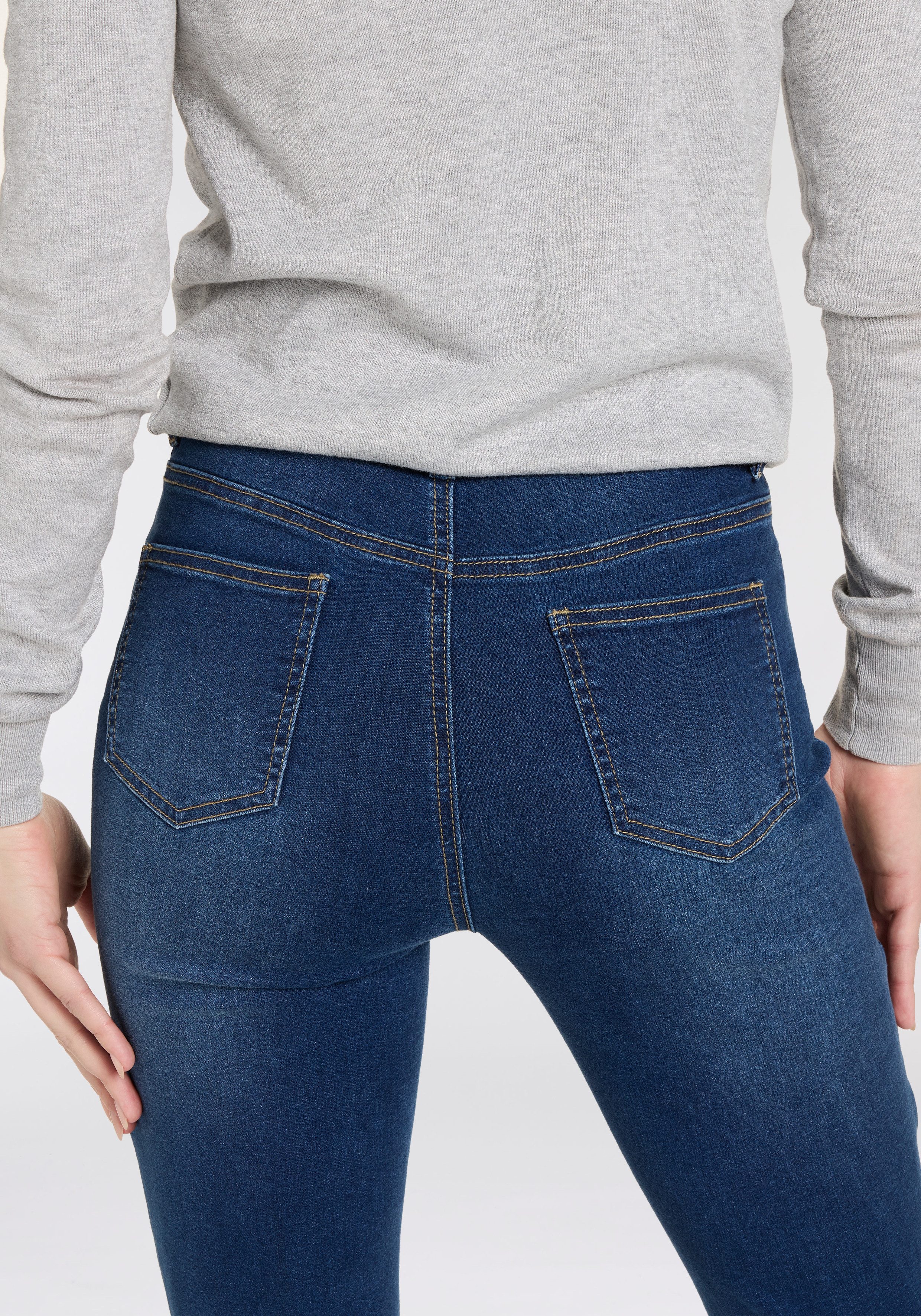 Arizona Gerade Jeans Ultra-Stretch Used-Look-Waschung