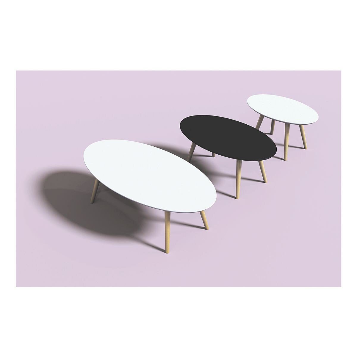 Massivholz-Tischbeinen oval, Beistelltisch PAPERFLOW Scandi, Buche/weiß mit