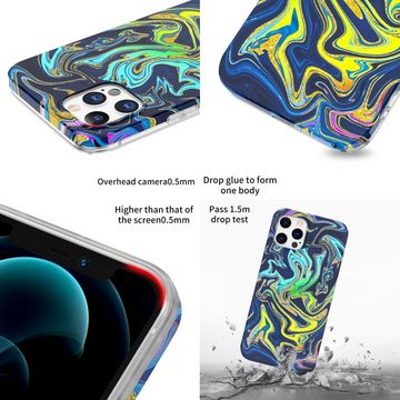 Wigento Handyhülle Für Apple iPhone 12 / 12 Pro Shockproof TPU Watercolor Splash Schutz Tasche Hülle Cover Etui Motiv 4