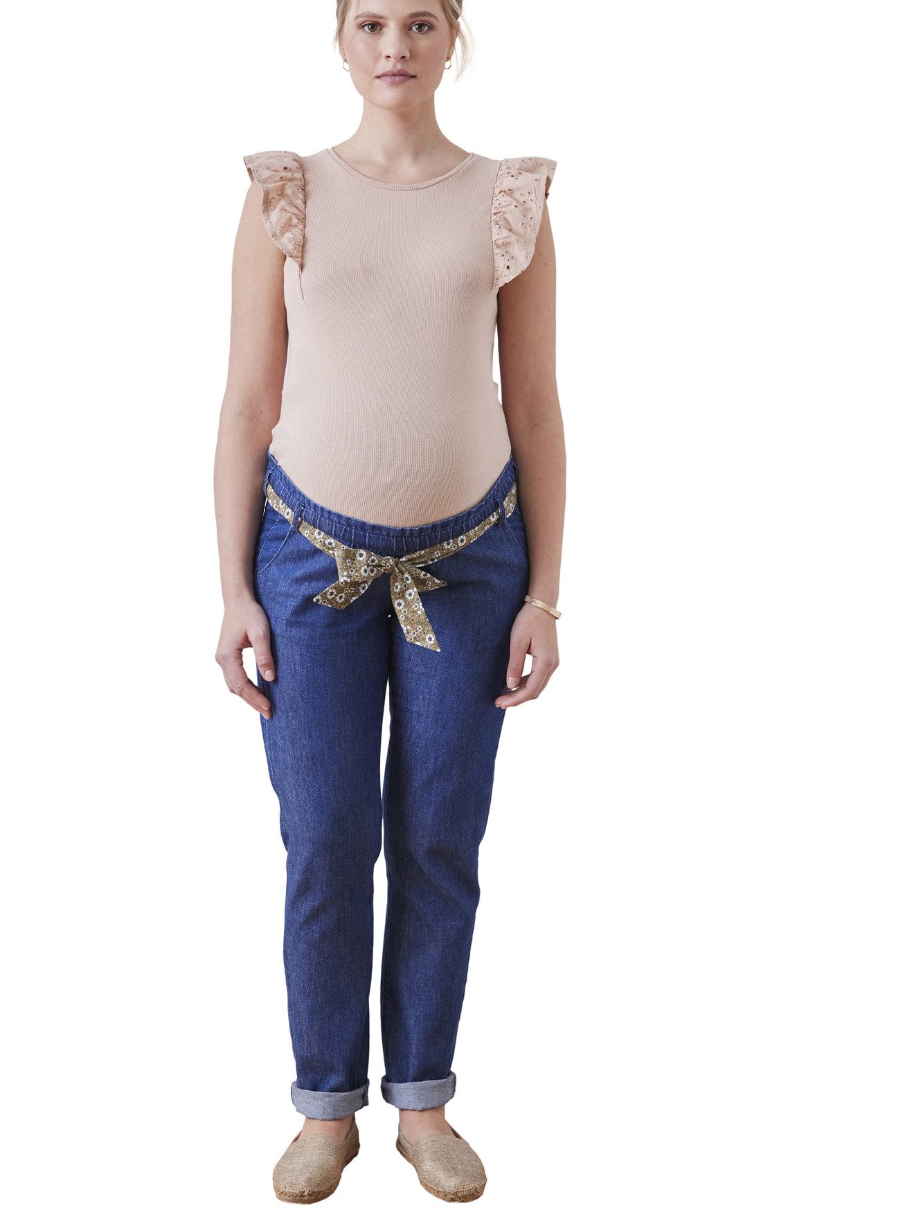 Umstandsshirt Umstands-Top mit bestickten Volants