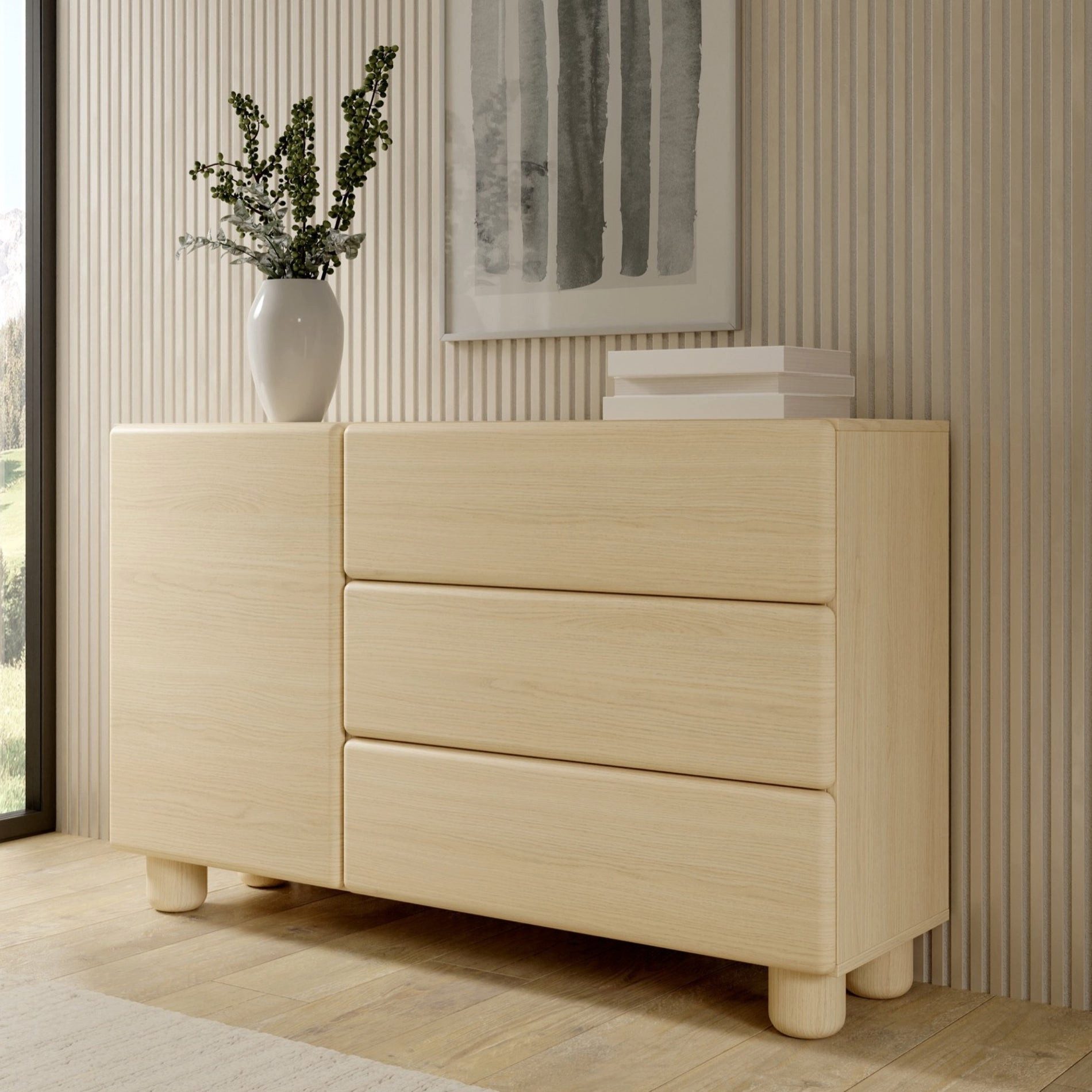 Selsey Sideboard LOMO, 1 Tür und 3 Schubladen, Breite 130 cm, grifflose Fronten